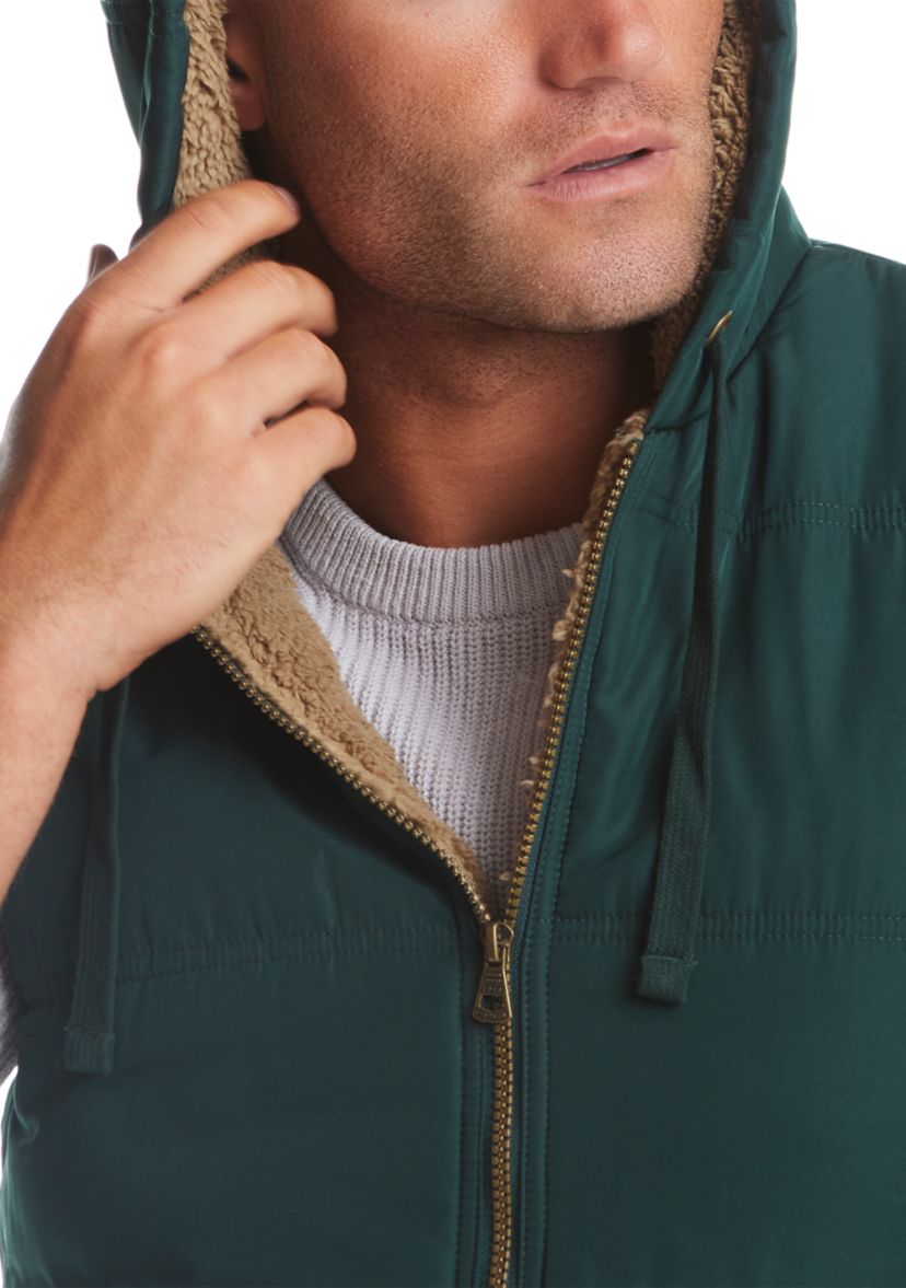 Sherpa Lined Hooded Puffer Vest 