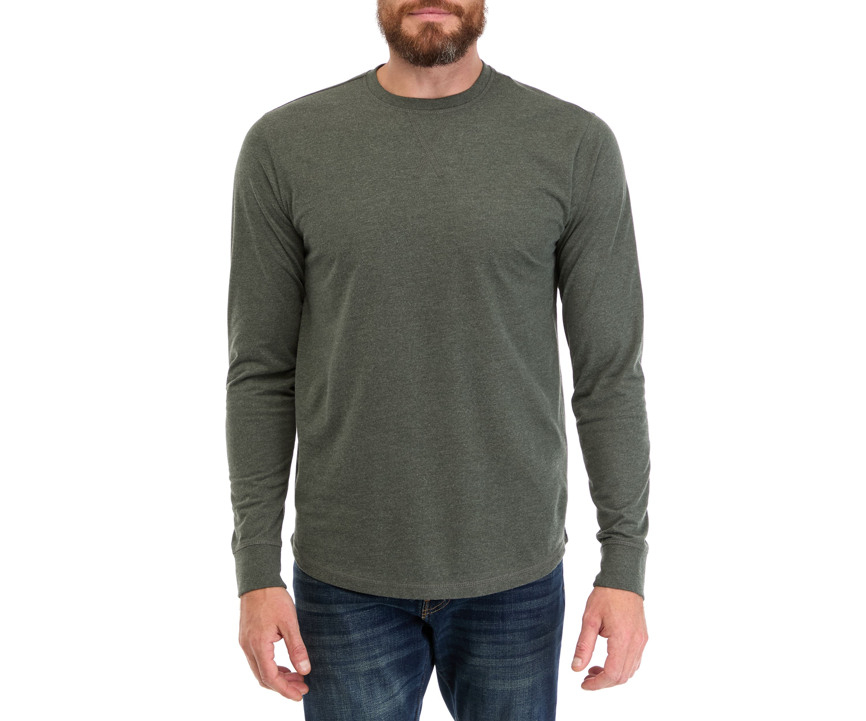 Mens Long Sleeve Brushed Jersey Crew Neck T-Shirt 