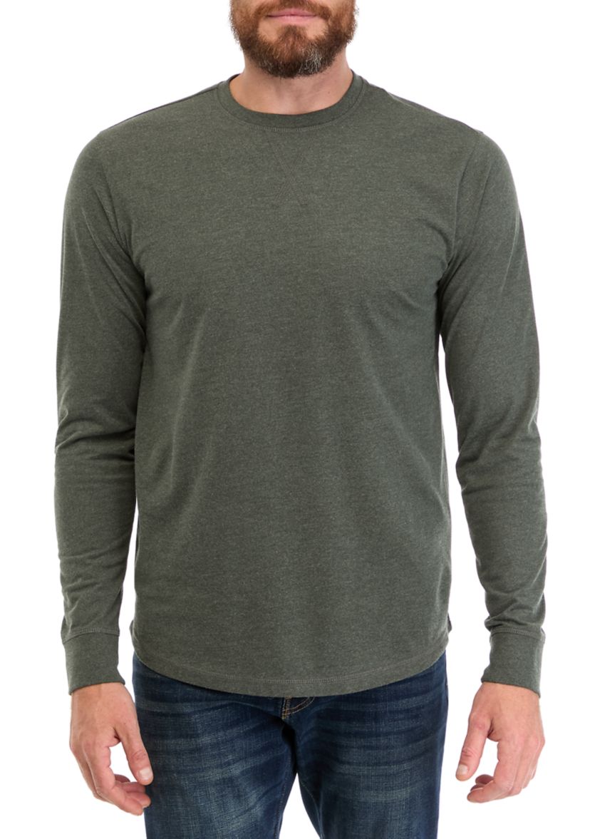 Mens Long Sleeve Brushed Jersey Crew Neck T-Shirt 