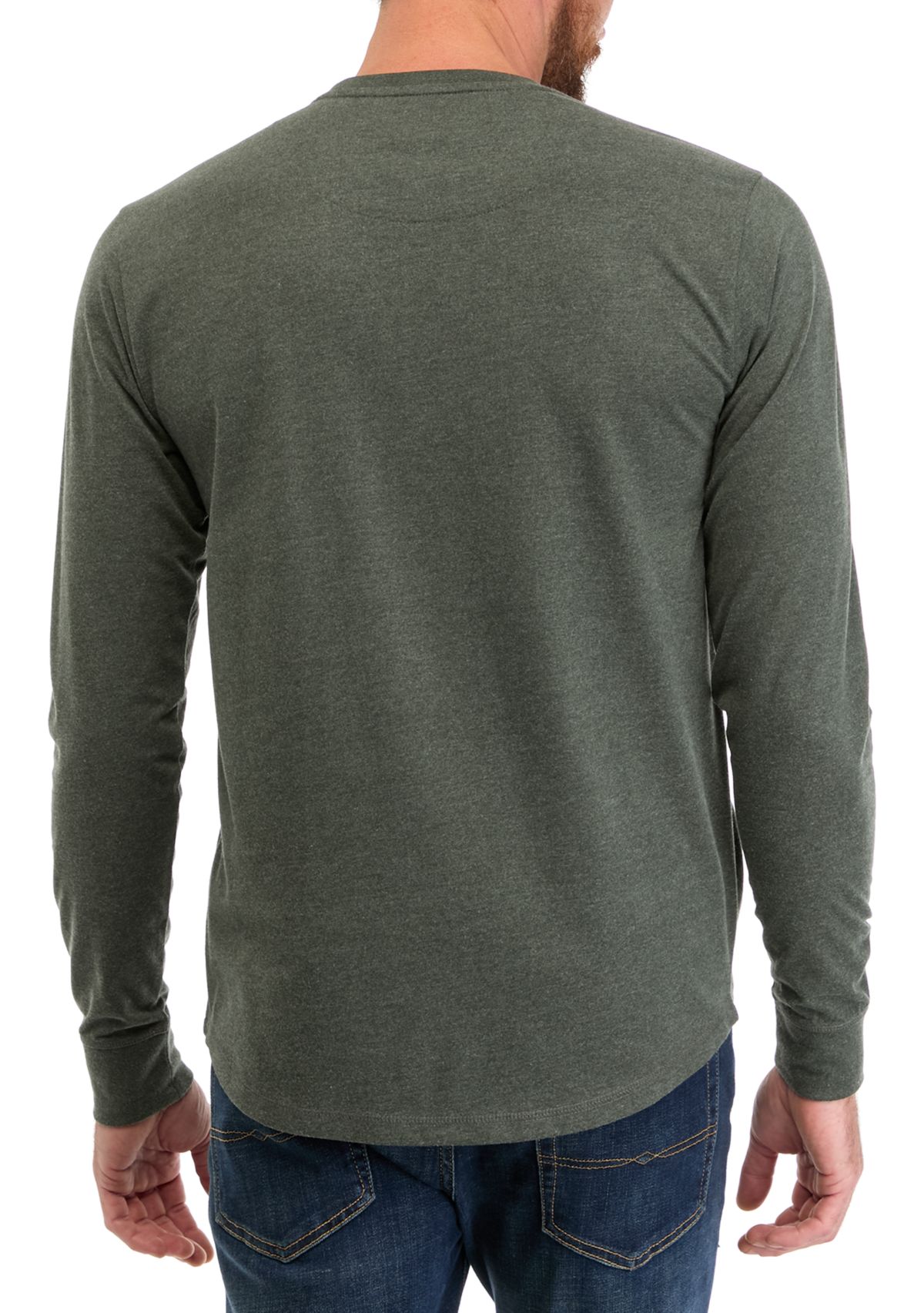 Mens Long Sleeve Brushed Jersey Crew Neck T-Shirt 