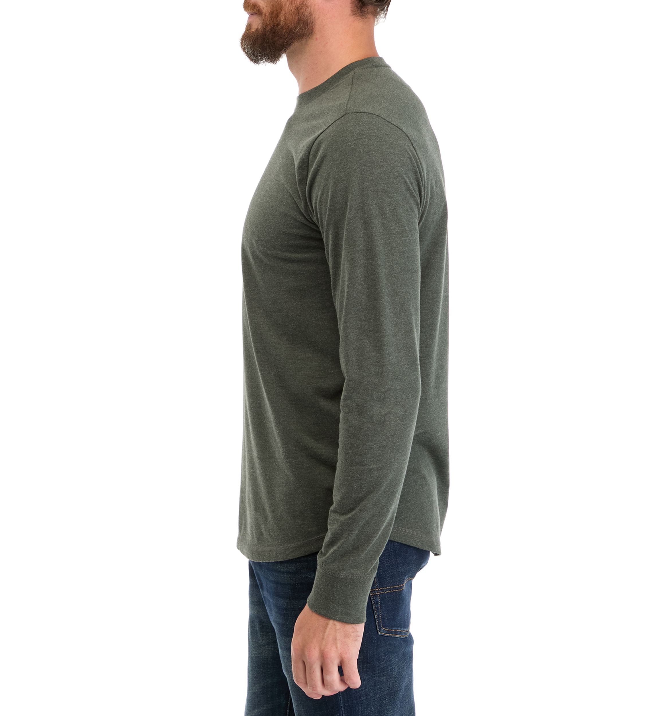 Mens Long Sleeve Brushed Jersey Crew Neck T-Shirt 