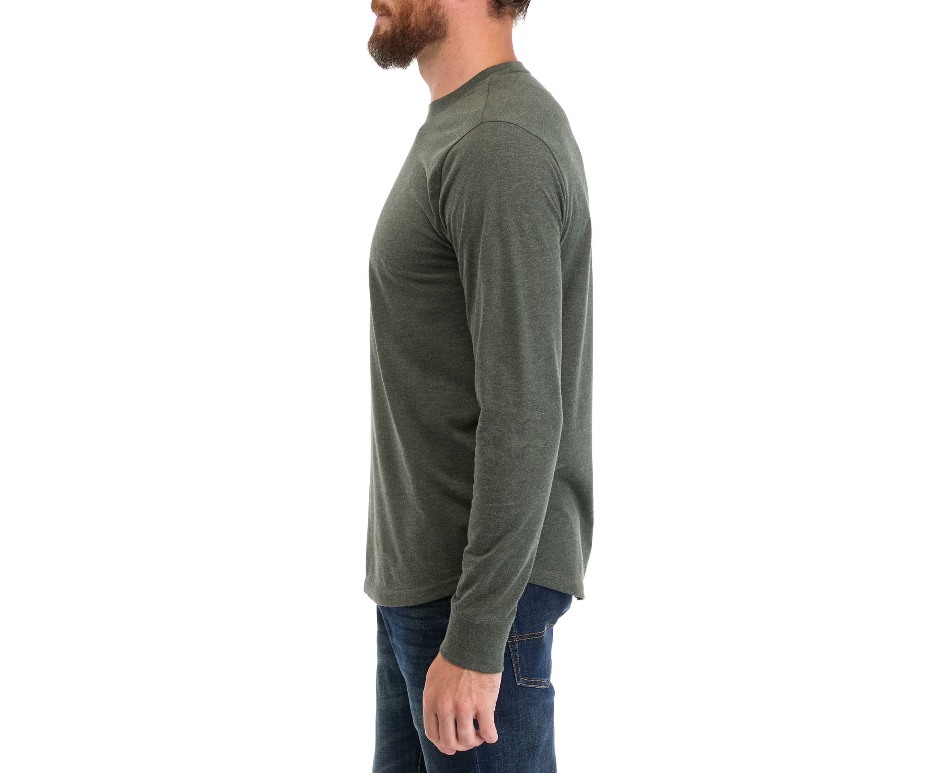 Mens Long Sleeve Brushed Jersey Crew Neck T-Shirt 