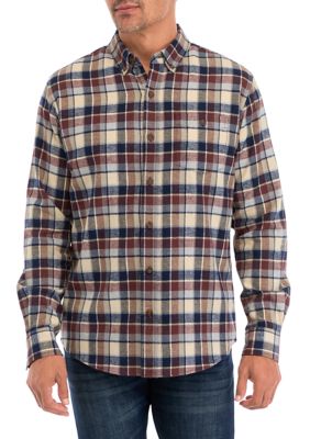 Weatherproof Vintage Men's Long Sleeve Brushed Flannel Shirt
