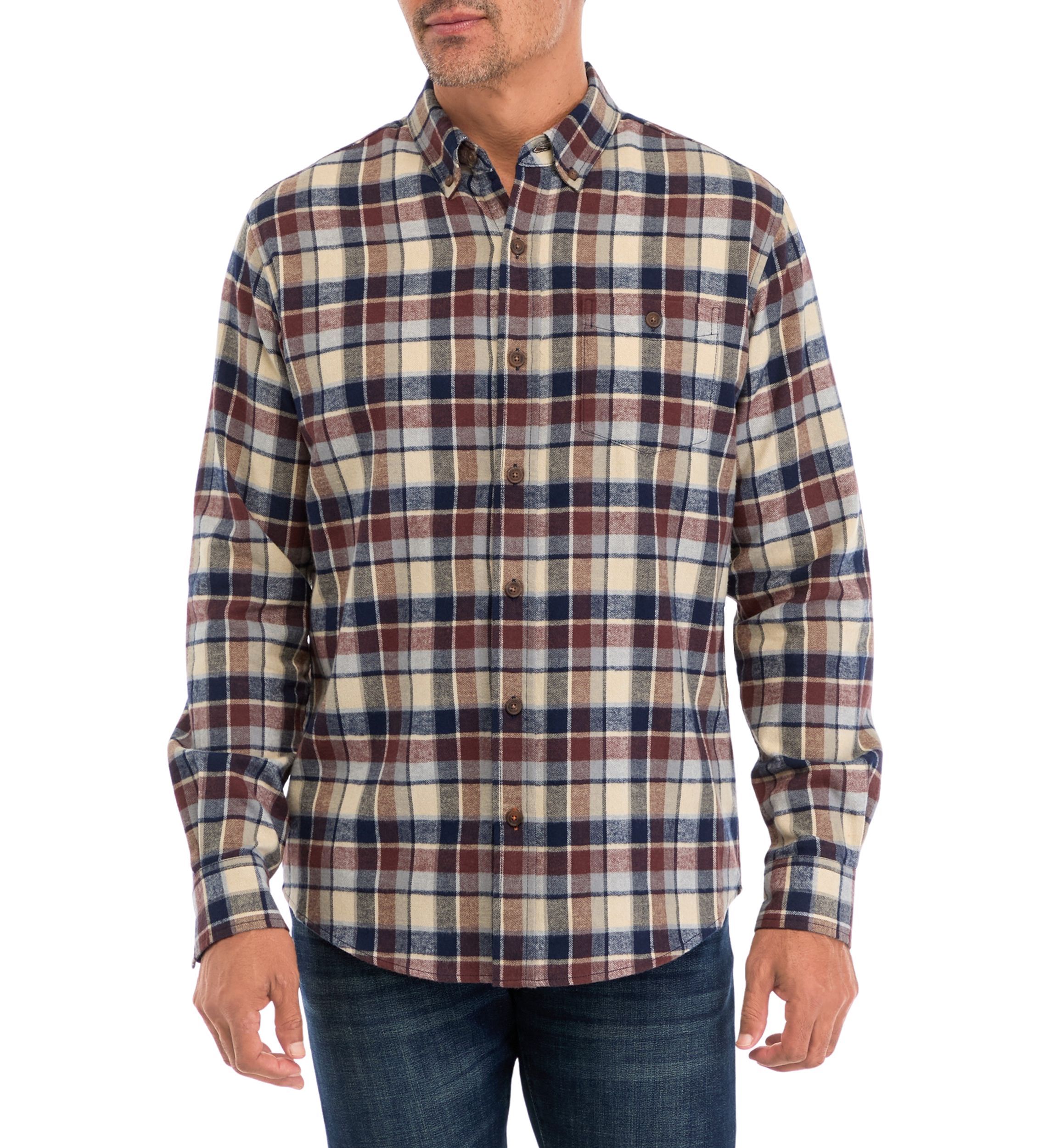 Mens Long Sleeve Brushed Flannel Shirt