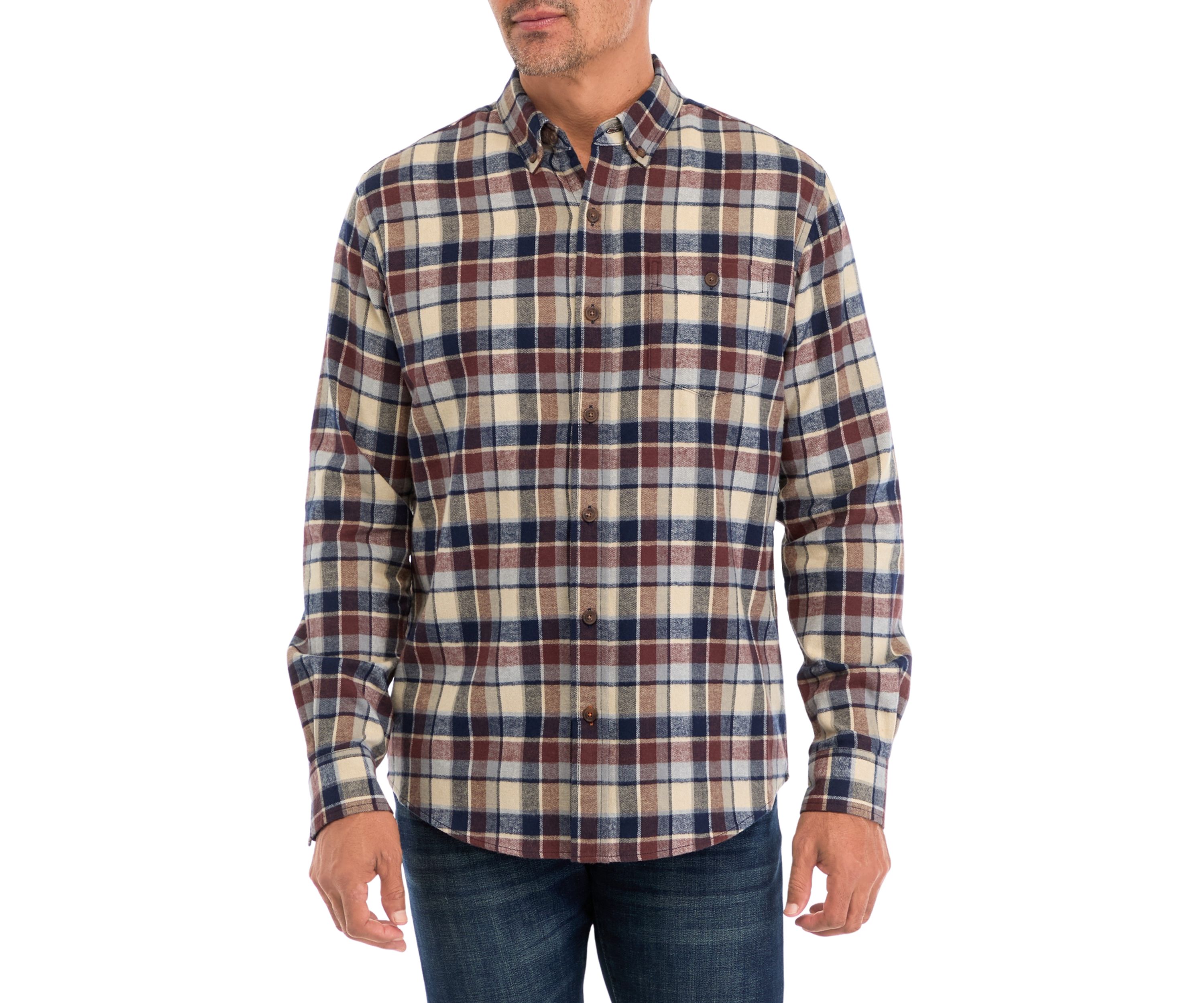 Mens Long Sleeve Brushed Flannel Shirt