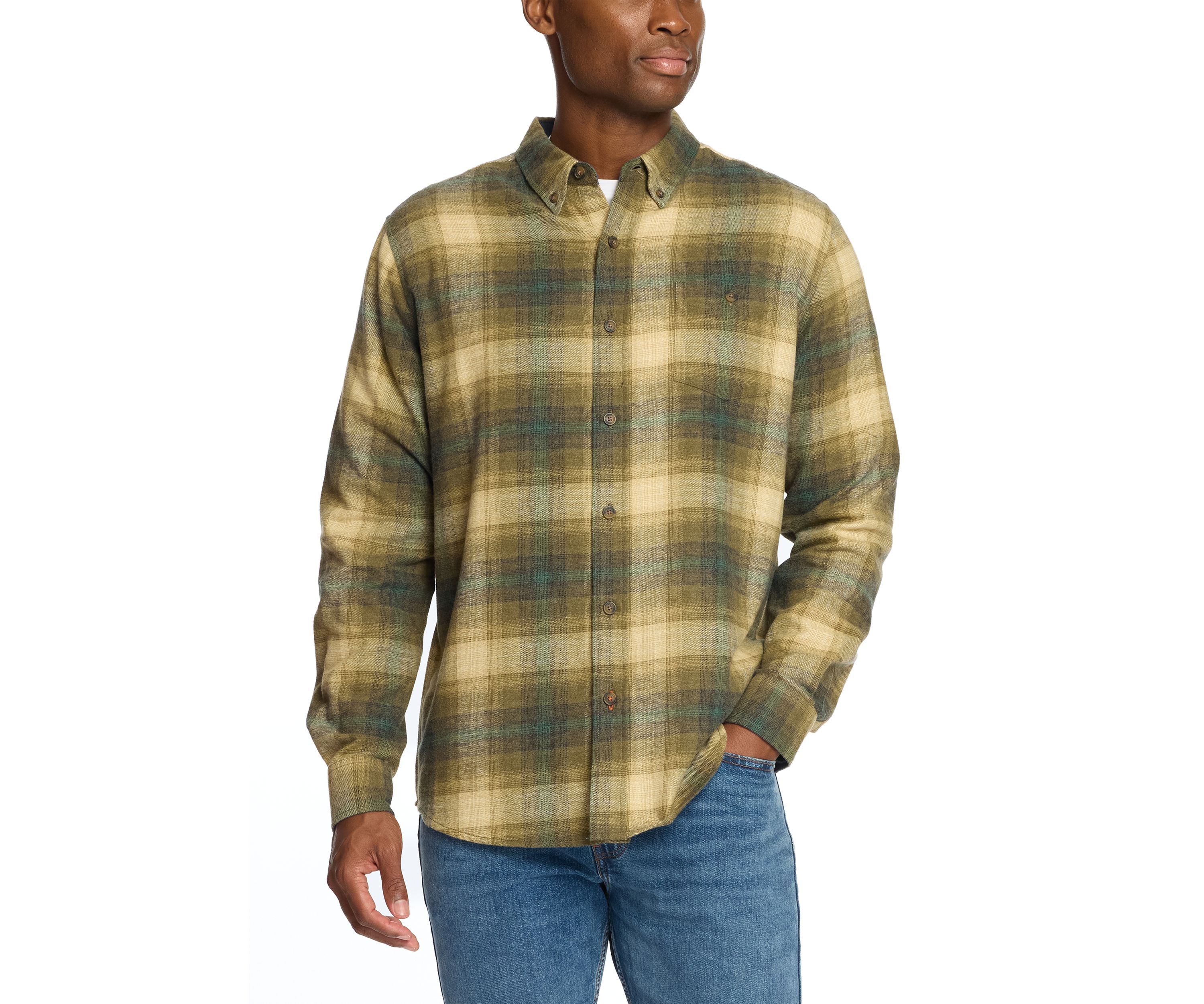 Mens Long Sleeve Brushed Flannel Shirt