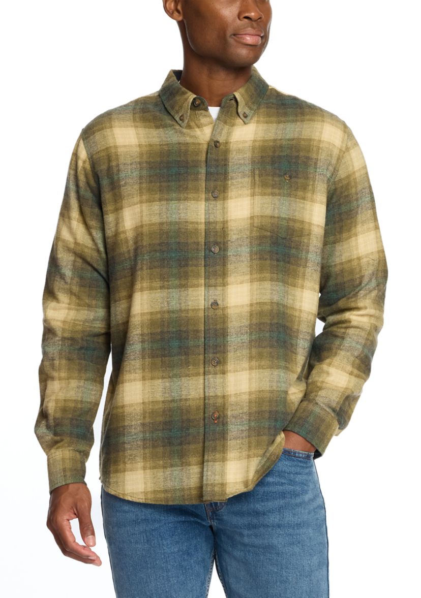 Mens Long Sleeve Brushed Flannel Shirt