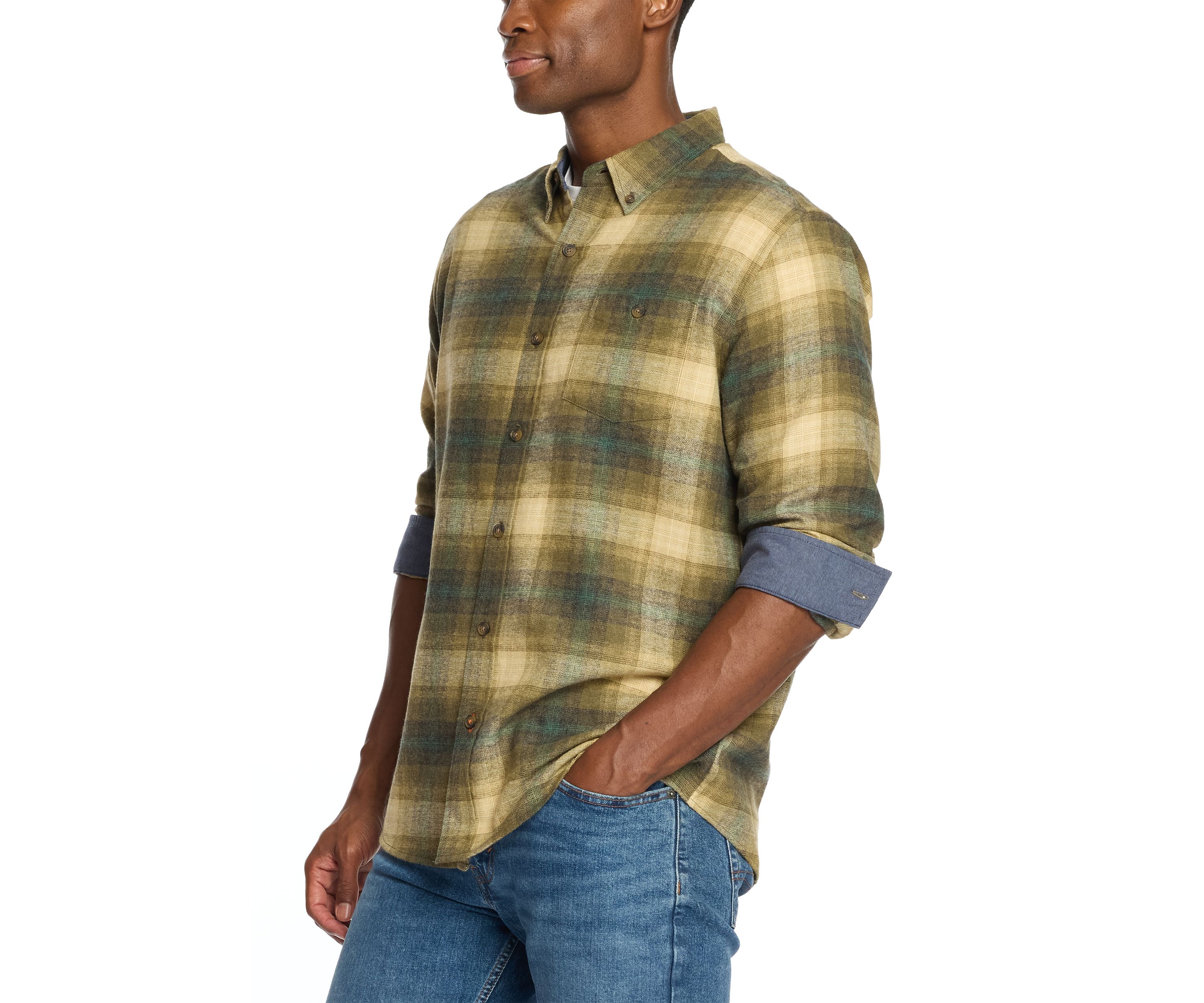 Mens Long Sleeve Brushed Flannel Shirt