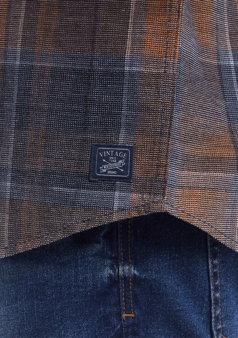 Mens Distressed Plaid Corduroy Long Sleeve Button Down Shirt