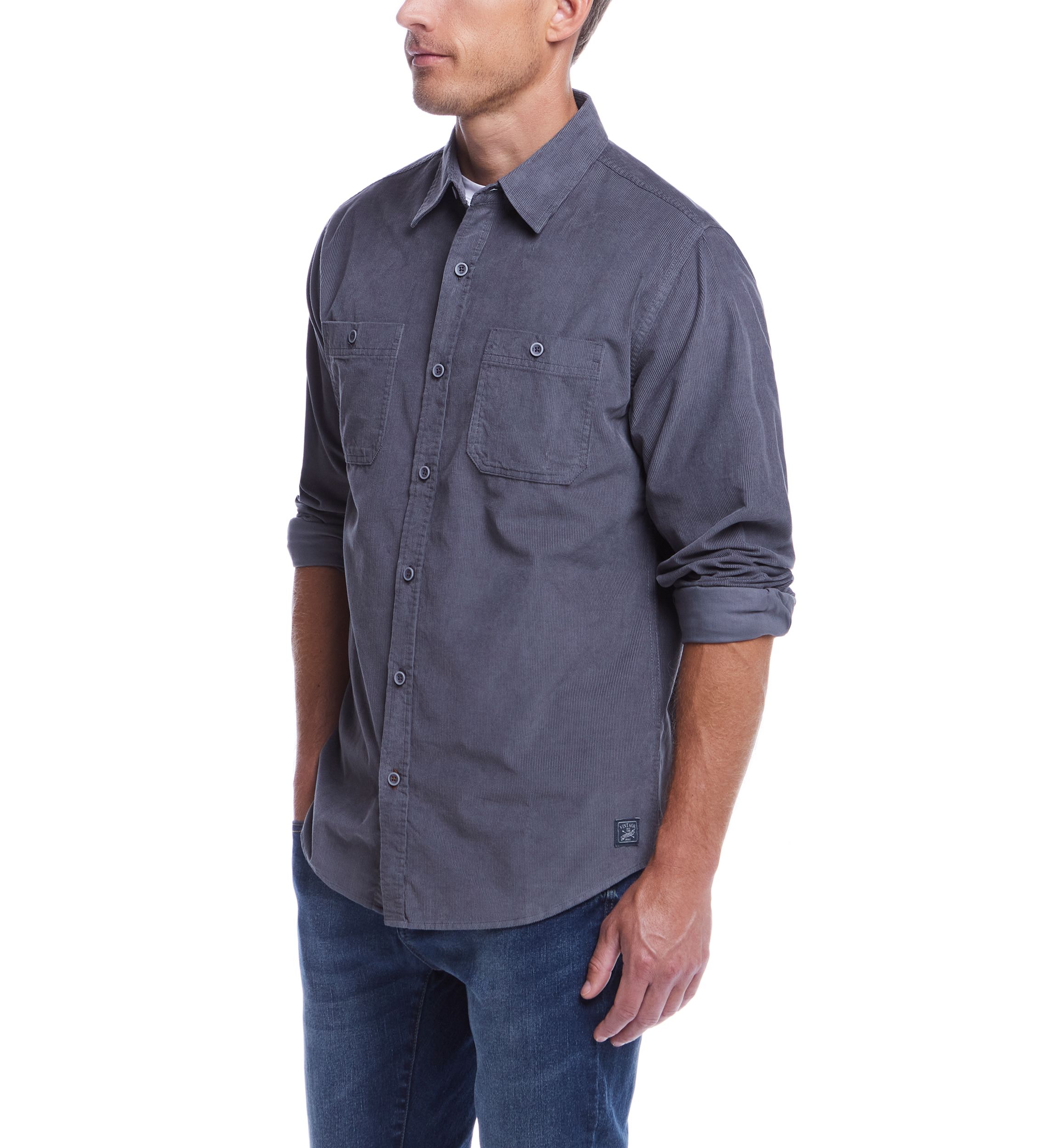 Mens Classic Fit Thin Wale Corduroy Shirt