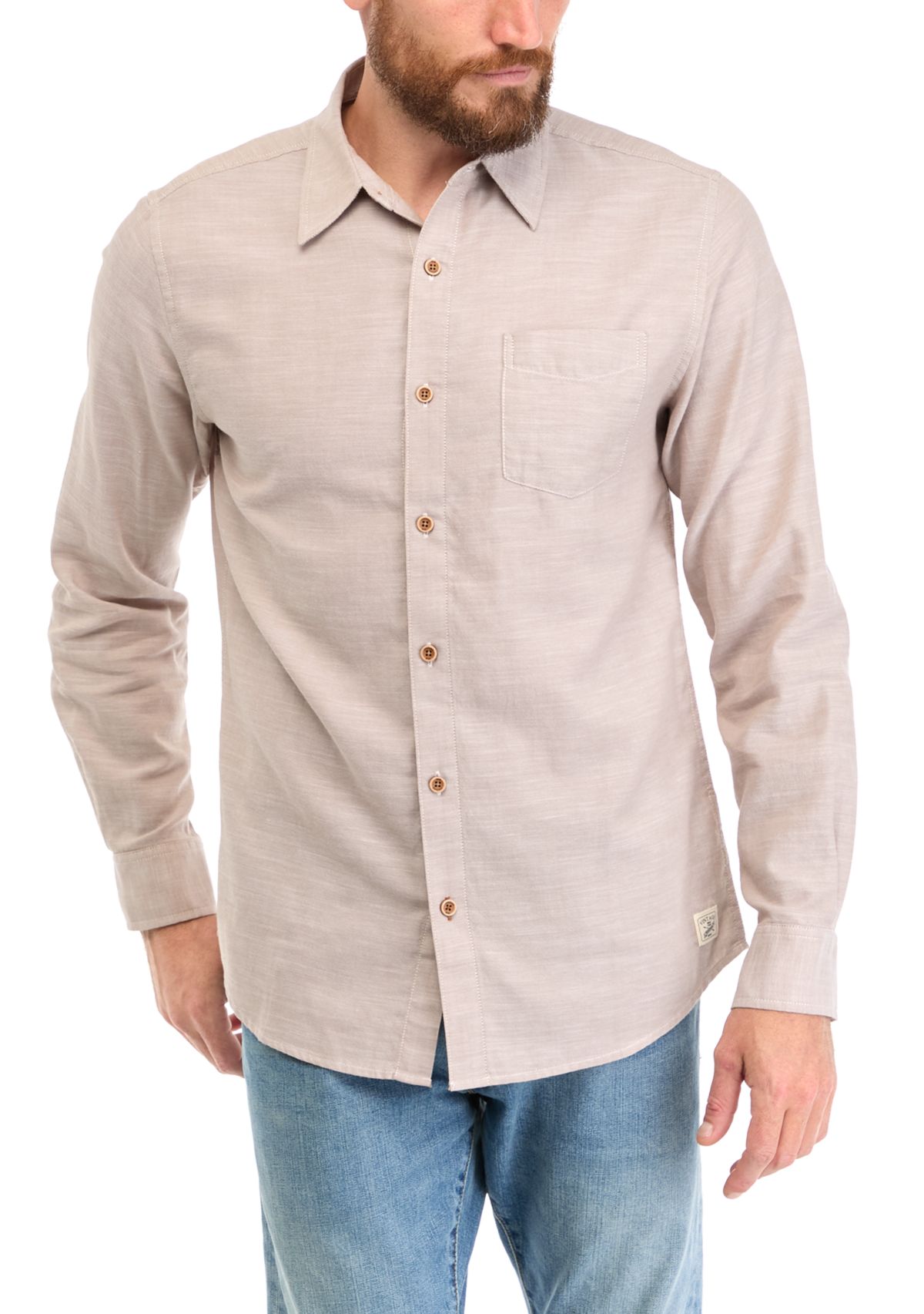 Mens Long Sleeve Solid Winter Oxford Shirt