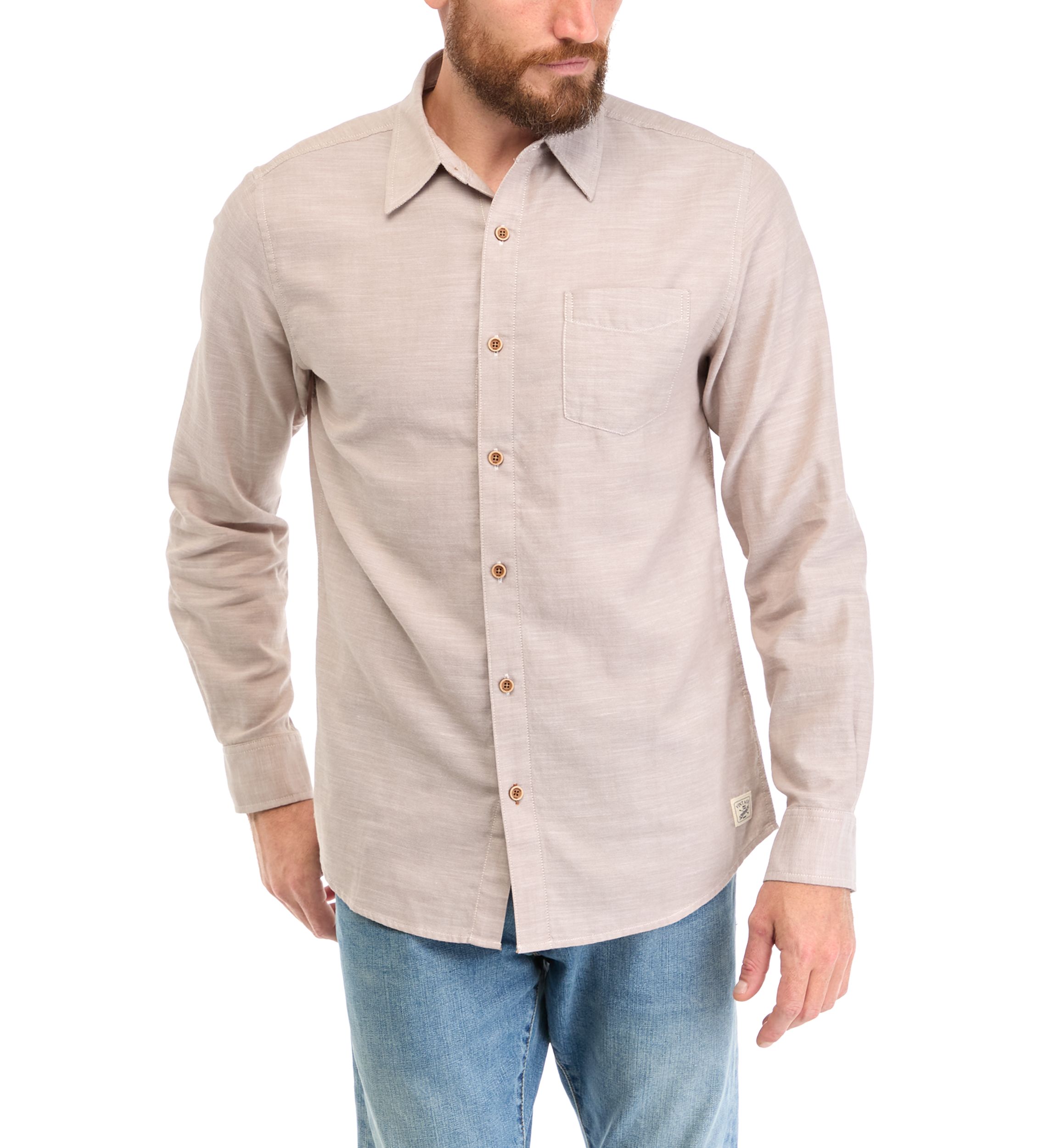 Mens Long Sleeve Solid Winter Oxford Shirt