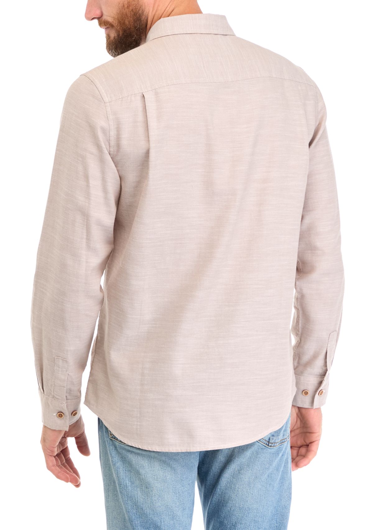 Mens Long Sleeve Solid Winter Oxford Shirt