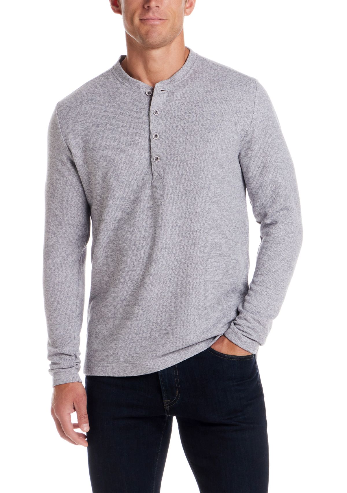 Mens Long Sleeve Mixed Henley Shirt 