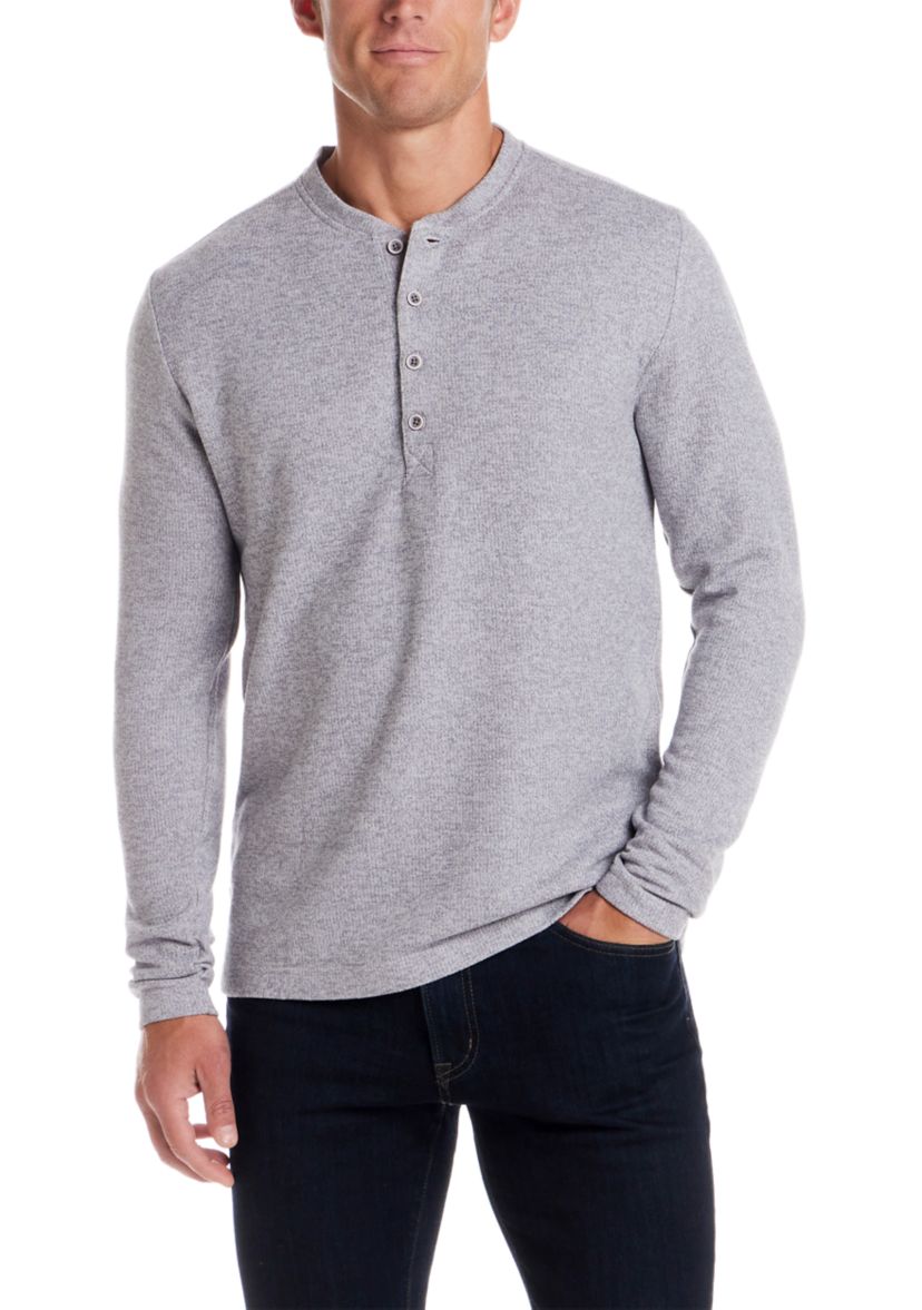 Mens Long Sleeve Mixed Henley Shirt 