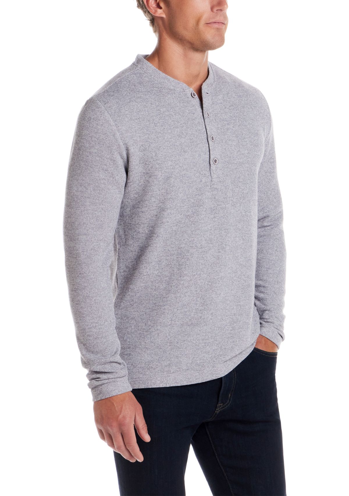 Mens Long Sleeve Mixed Henley Shirt 