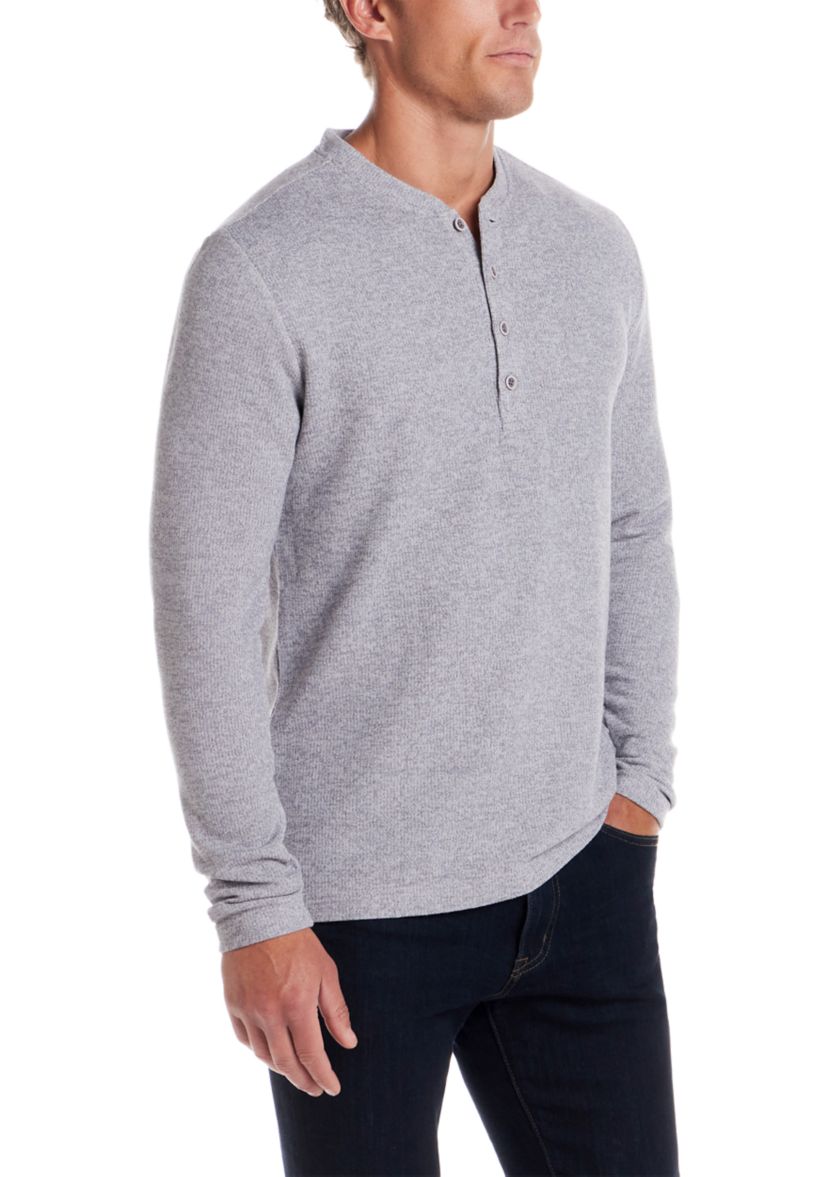 Mens Long Sleeve Mixed Henley Shirt 