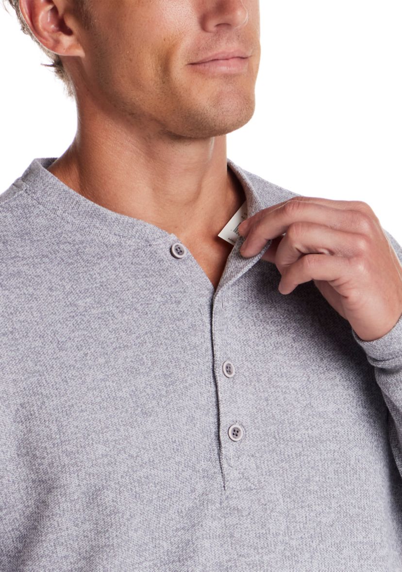 Mens Long Sleeve Mixed Henley Shirt 