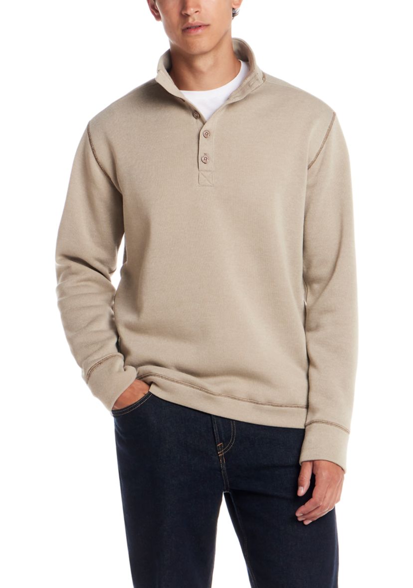 Mens Quarter Button Mock Neck Sweater