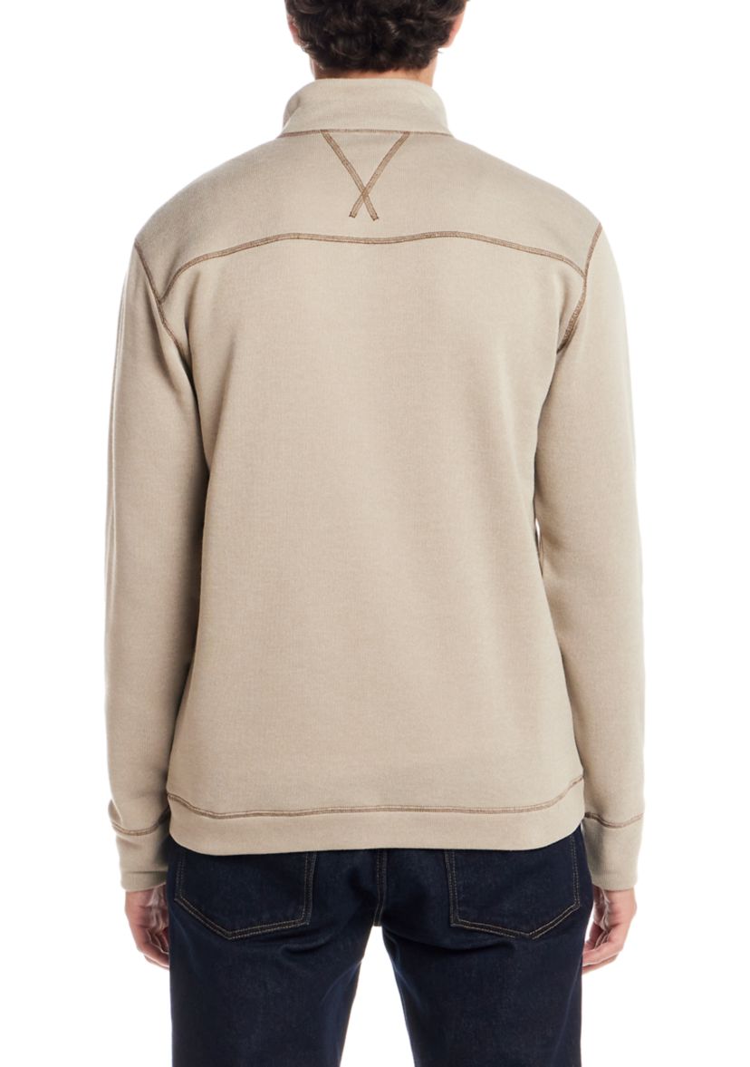 Mens Quarter Button Mock Neck Sweater