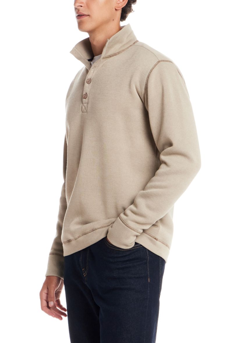 Mens Quarter Button Mock Neck Sweater