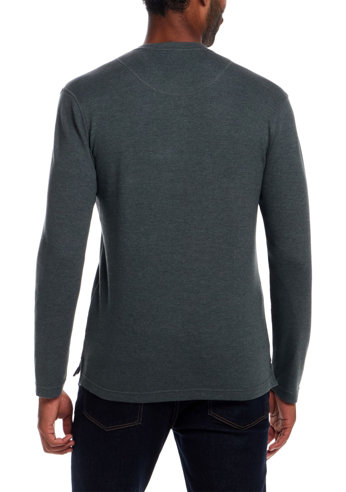 Mens Long Sleeve Waffle Henley Shirt 