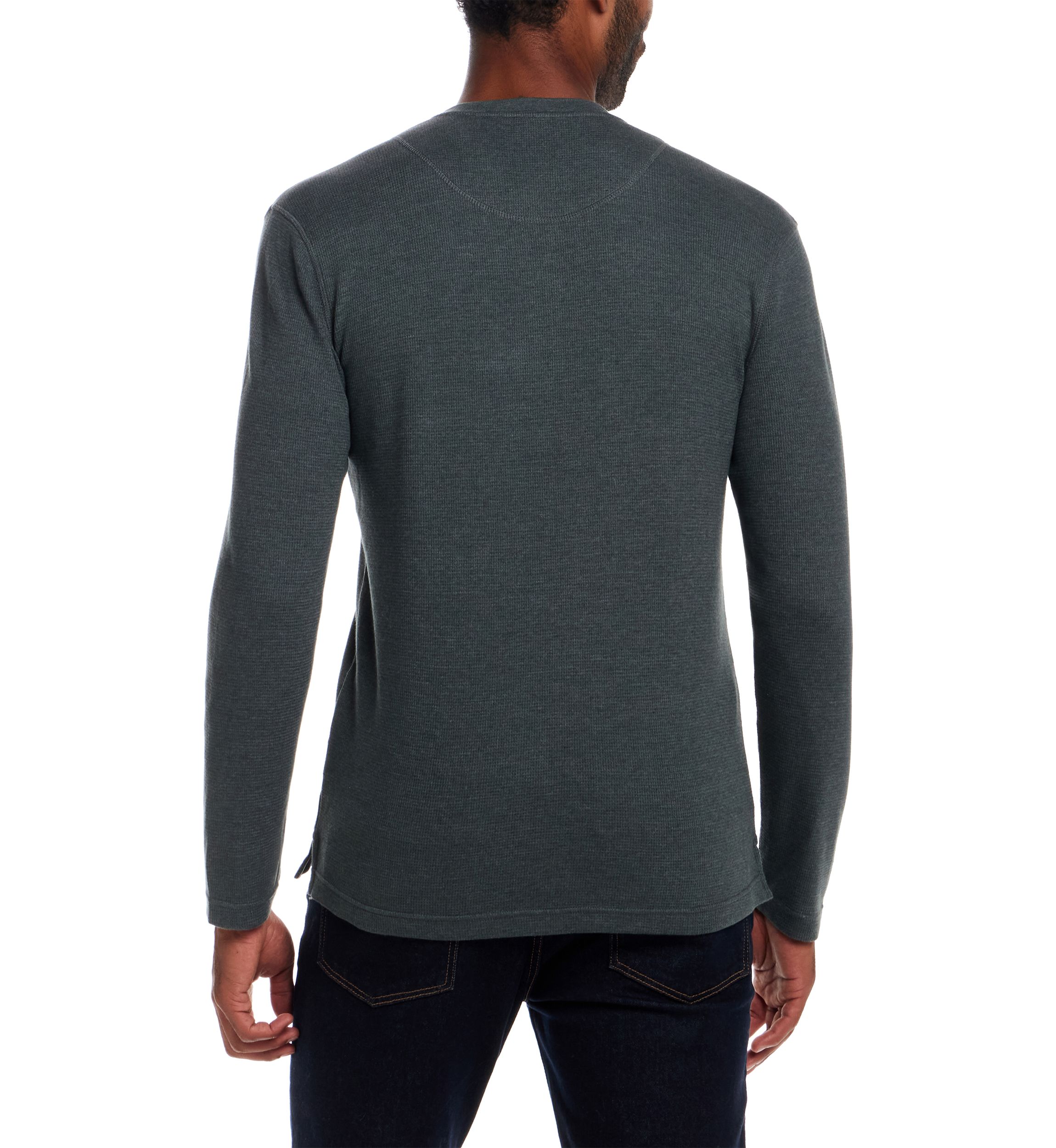 Mens Long Sleeve Waffle Henley Shirt 