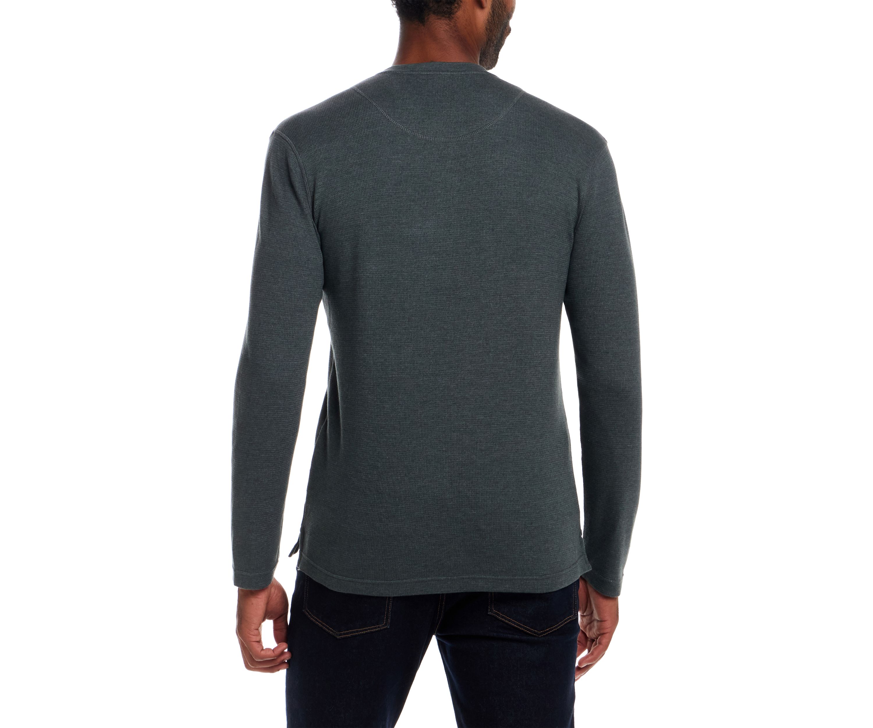 Mens Long Sleeve Waffle Henley Shirt 