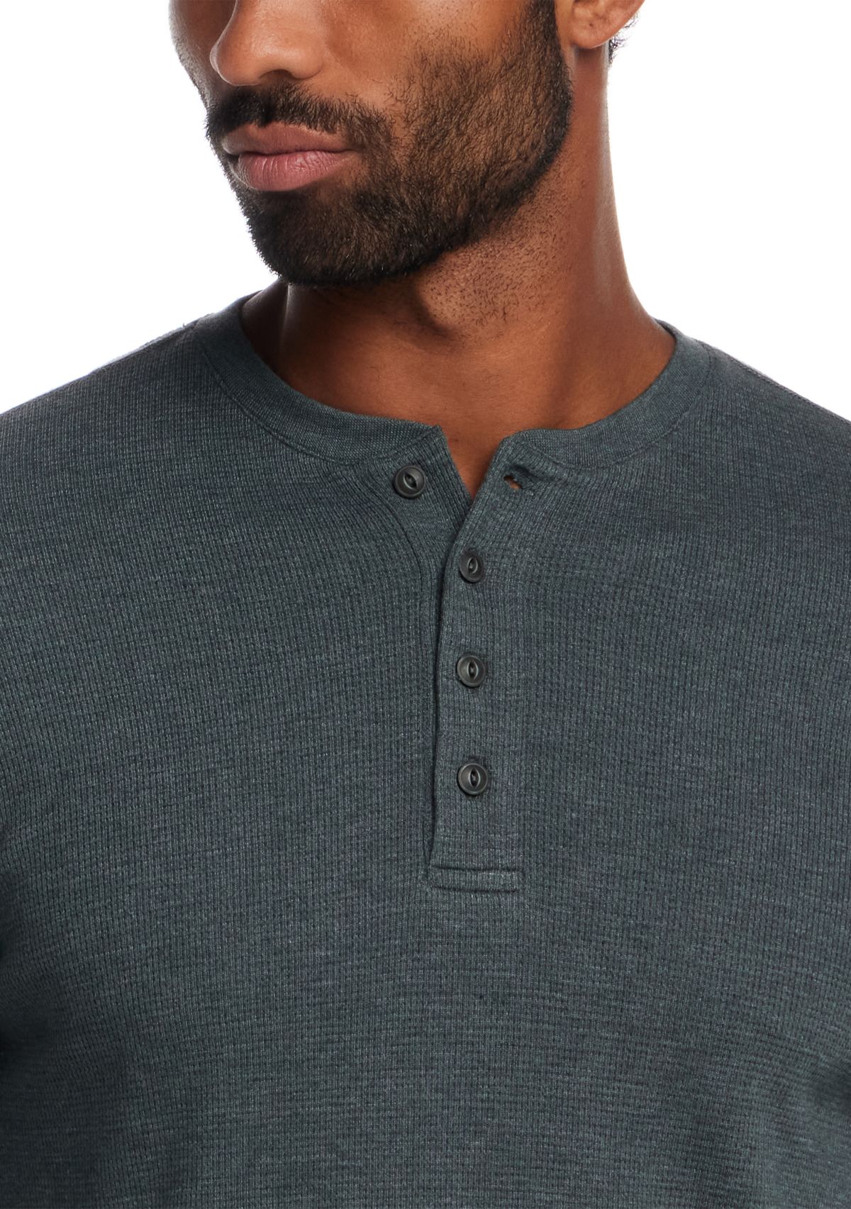 Mens Long Sleeve Waffle Henley Shirt 