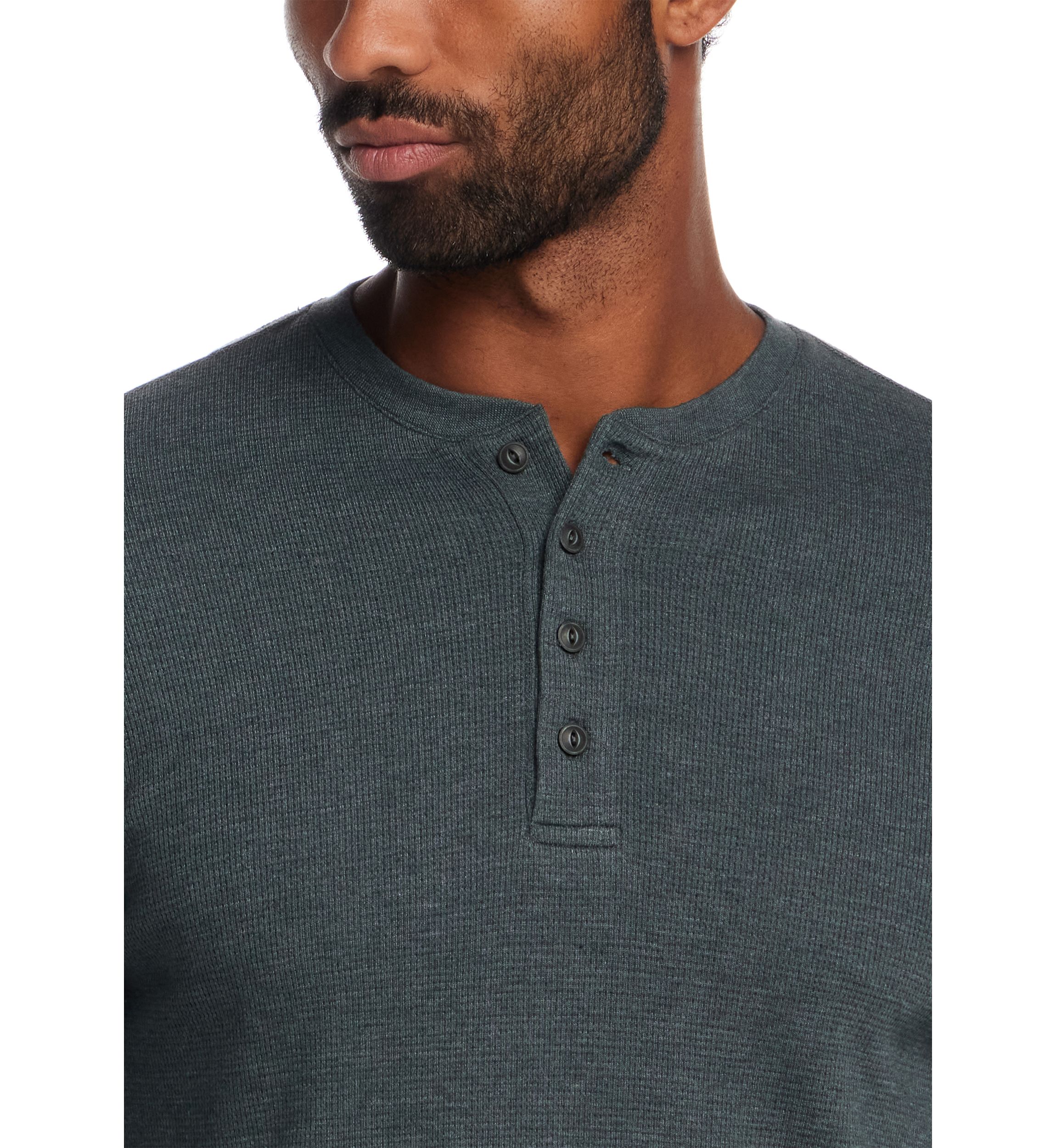 Mens Long Sleeve Waffle Henley Shirt 