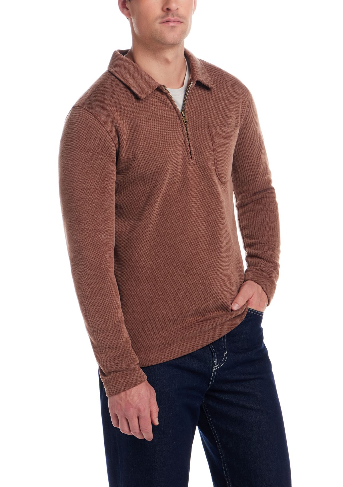 Mens Quarter Zip Pebble Fleece Pullover