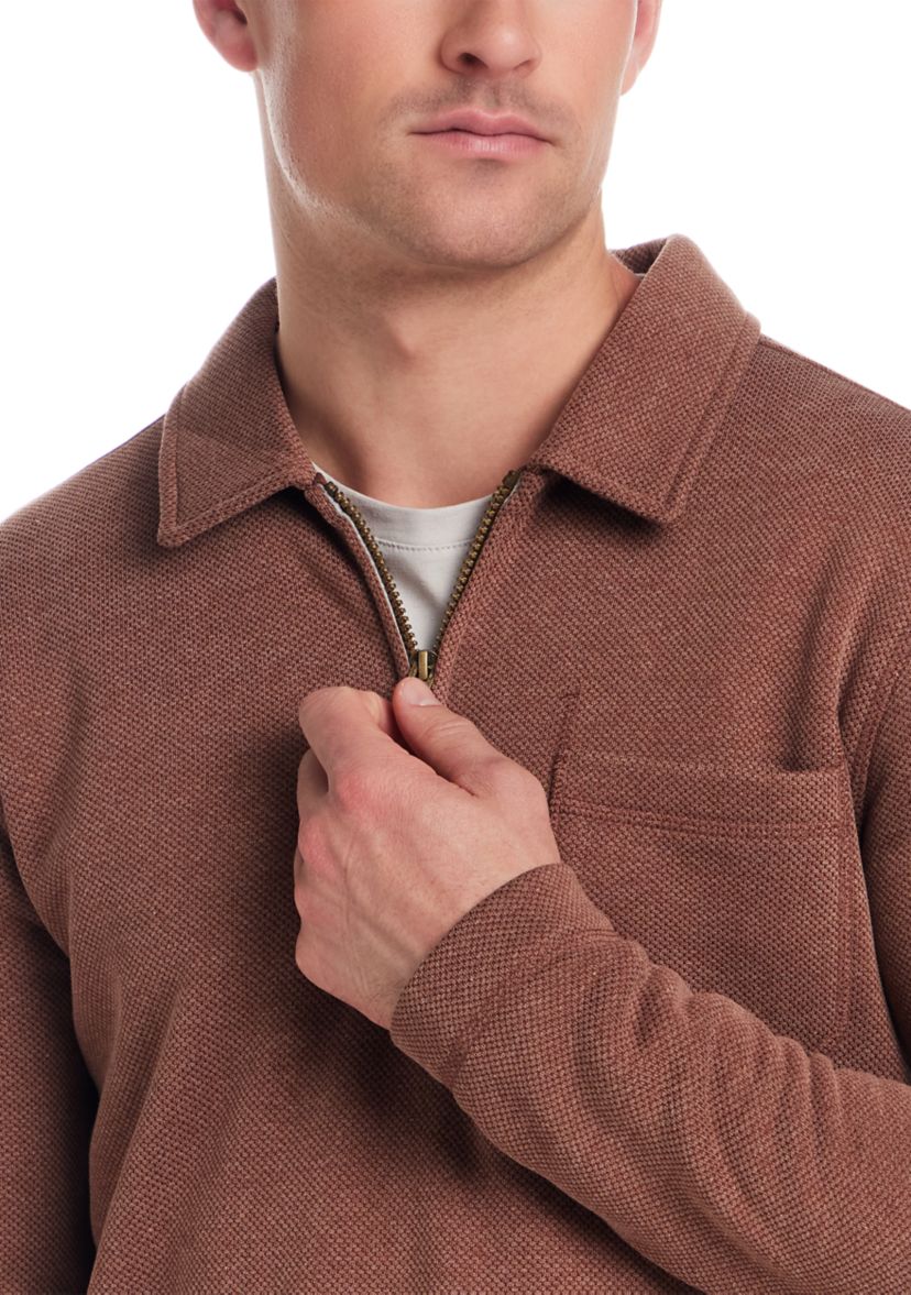 Mens Quarter Zip Pebble Fleece Pullover