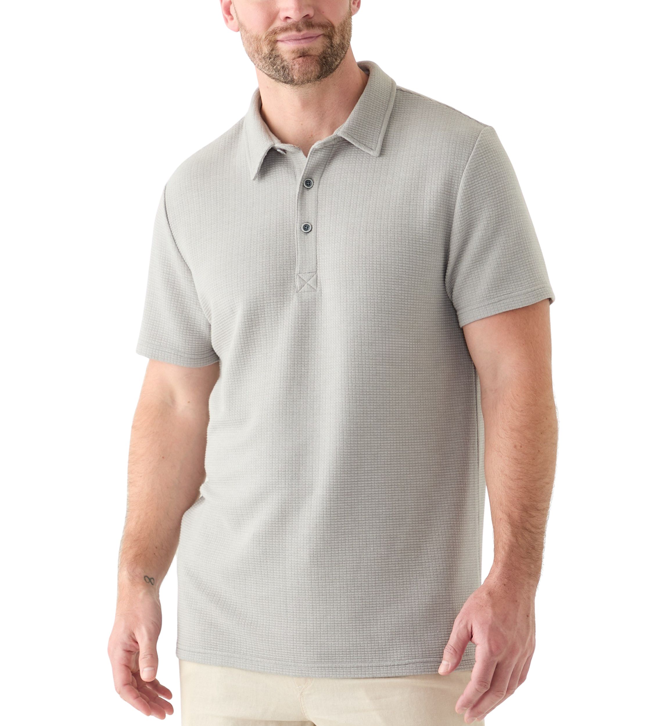 Mens Stretch Waffle Knit Polo Shirt