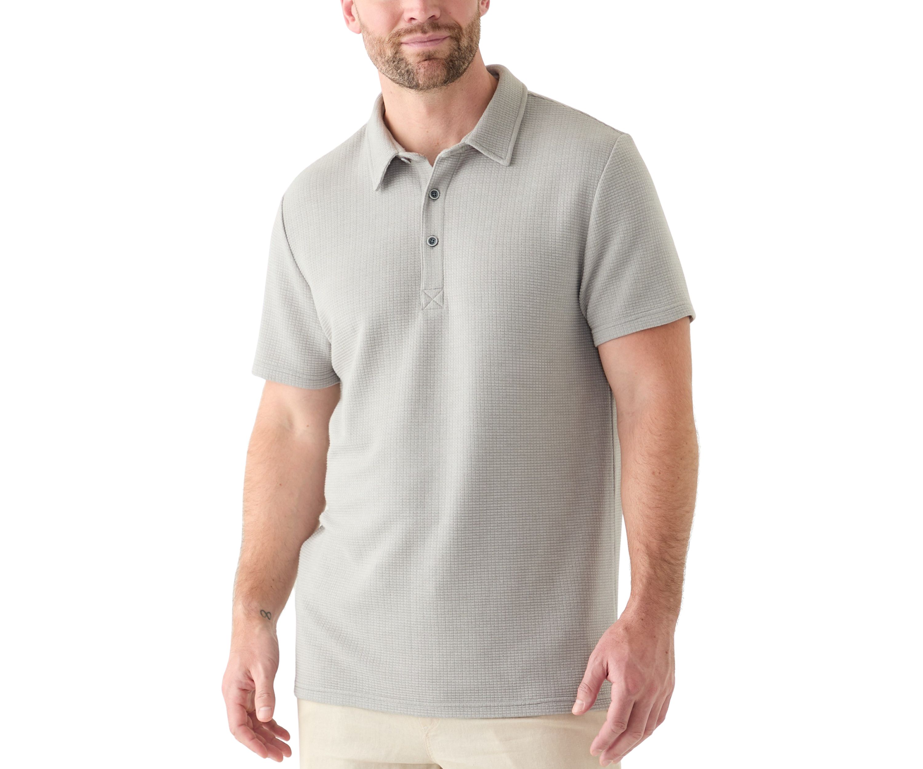 Mens Stretch Waffle Knit Polo Shirt