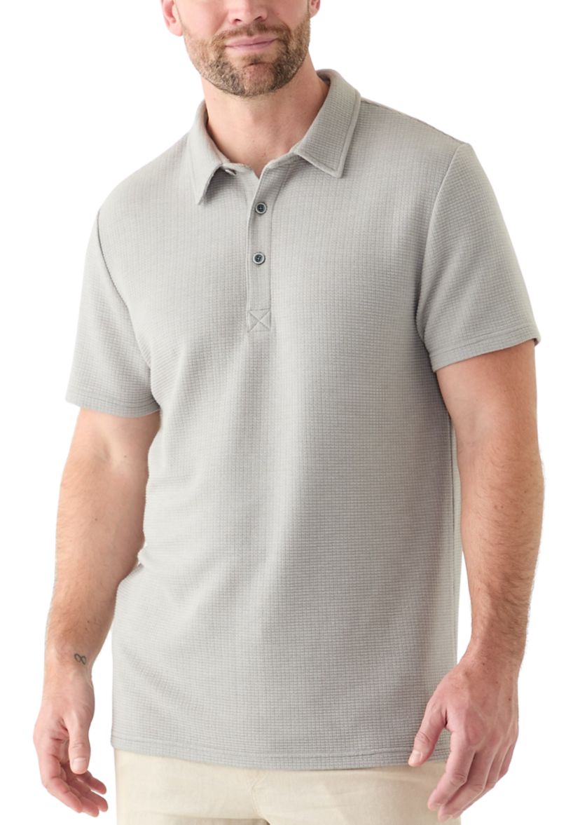 Mens Stretch Waffle Knit Polo Shirt