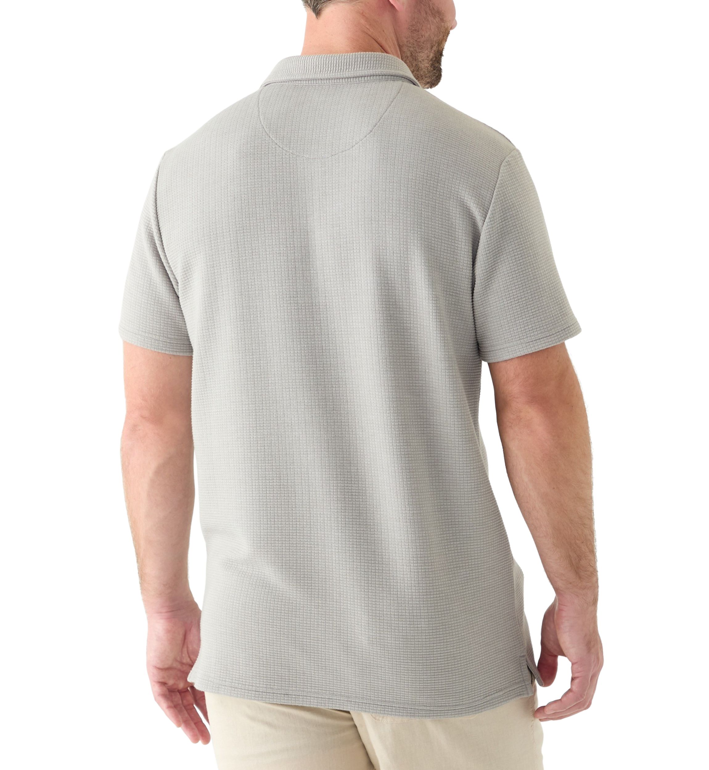 Mens Stretch Waffle Knit Polo Shirt
