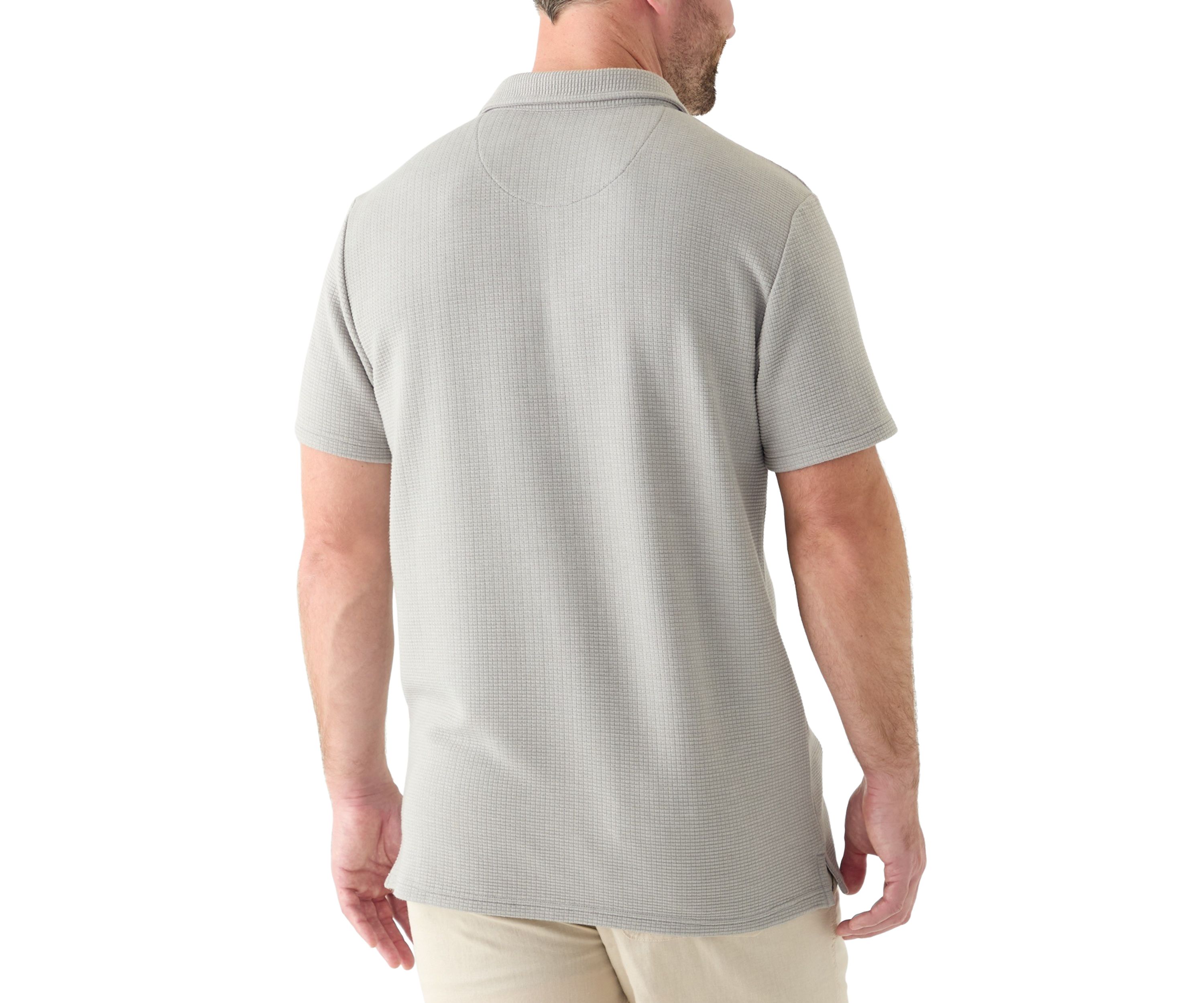 Mens Stretch Waffle Knit Polo Shirt