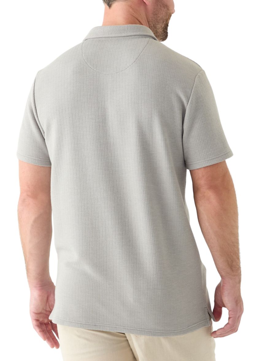 Mens Stretch Waffle Knit Polo Shirt