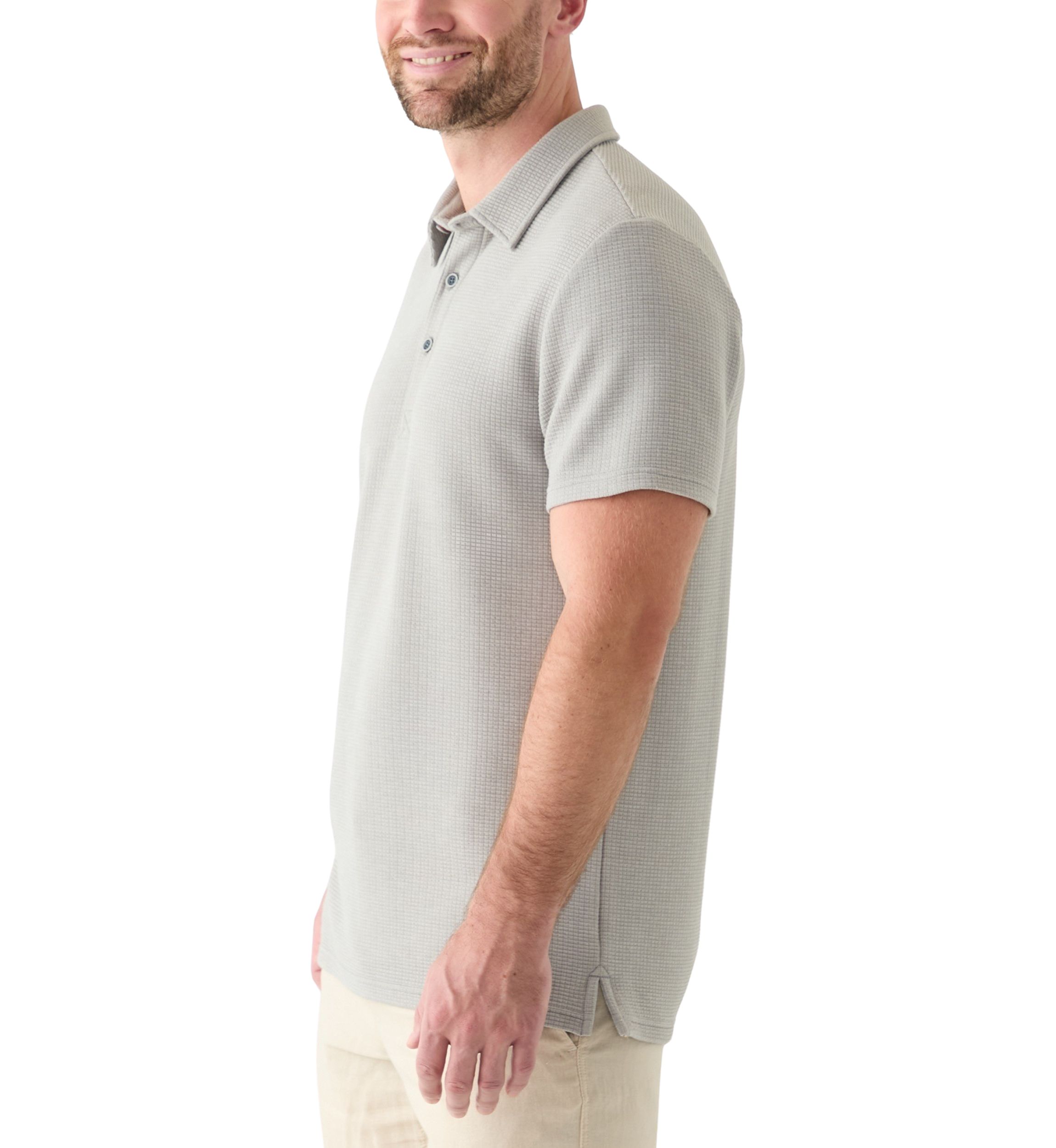 Mens Stretch Waffle Knit Polo Shirt