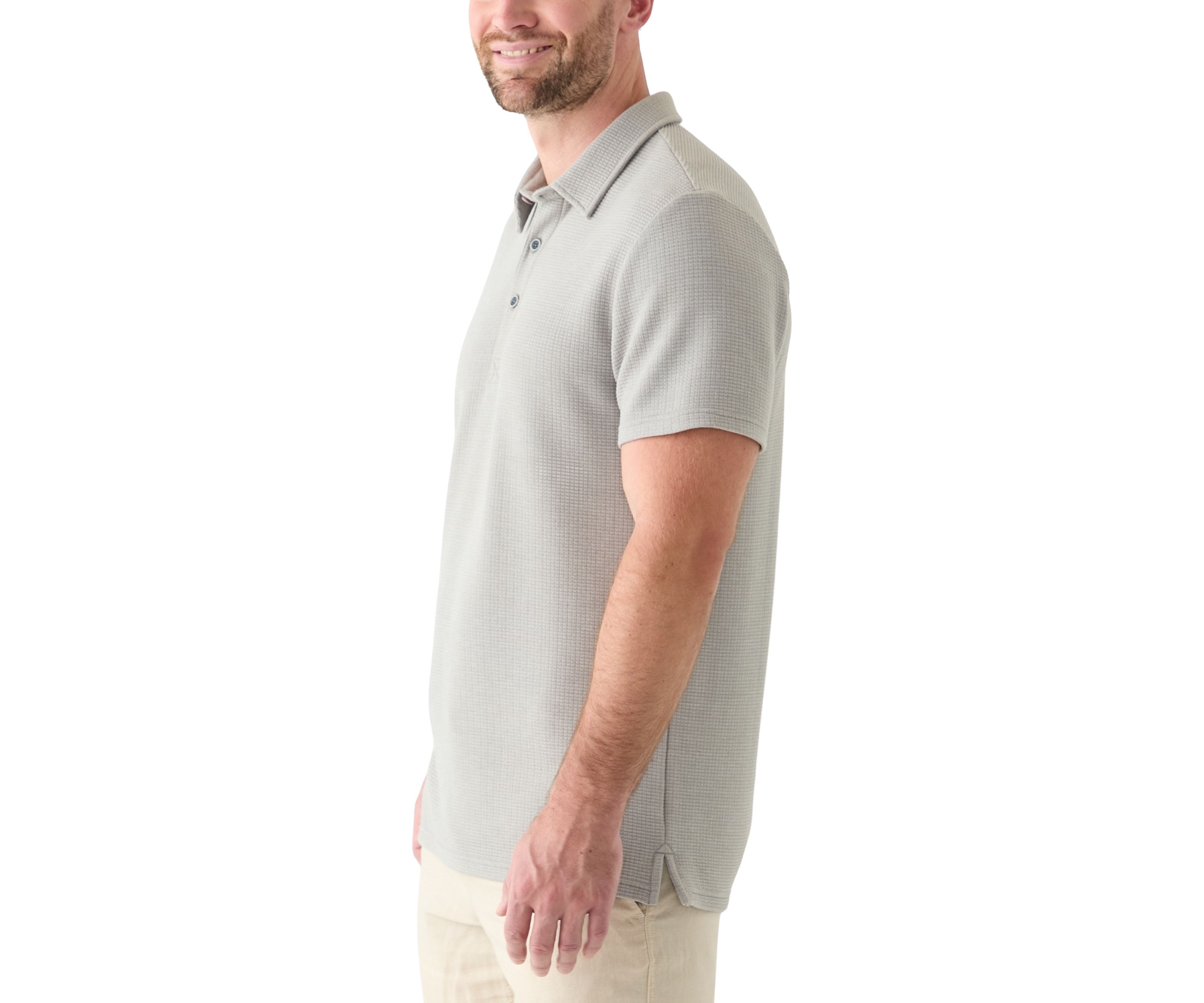 Mens Stretch Waffle Knit Polo Shirt