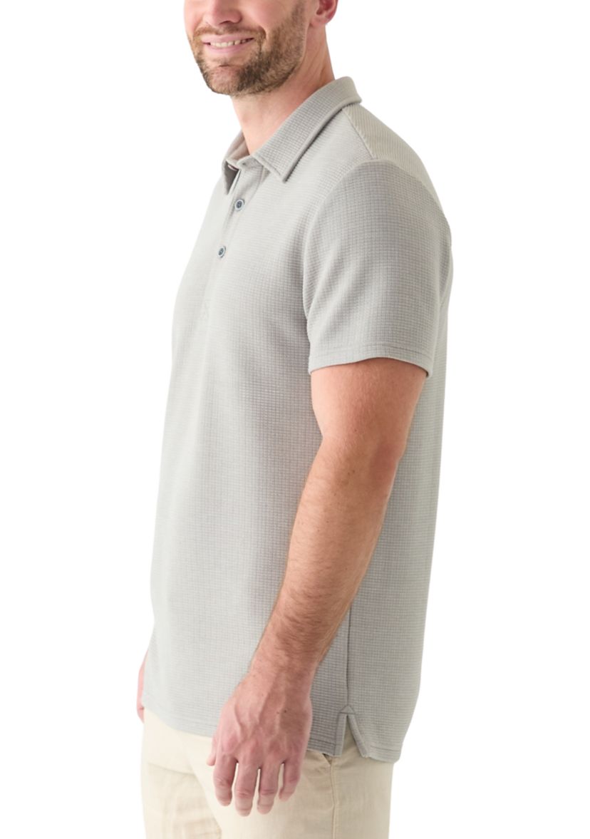 Mens Stretch Waffle Knit Polo Shirt