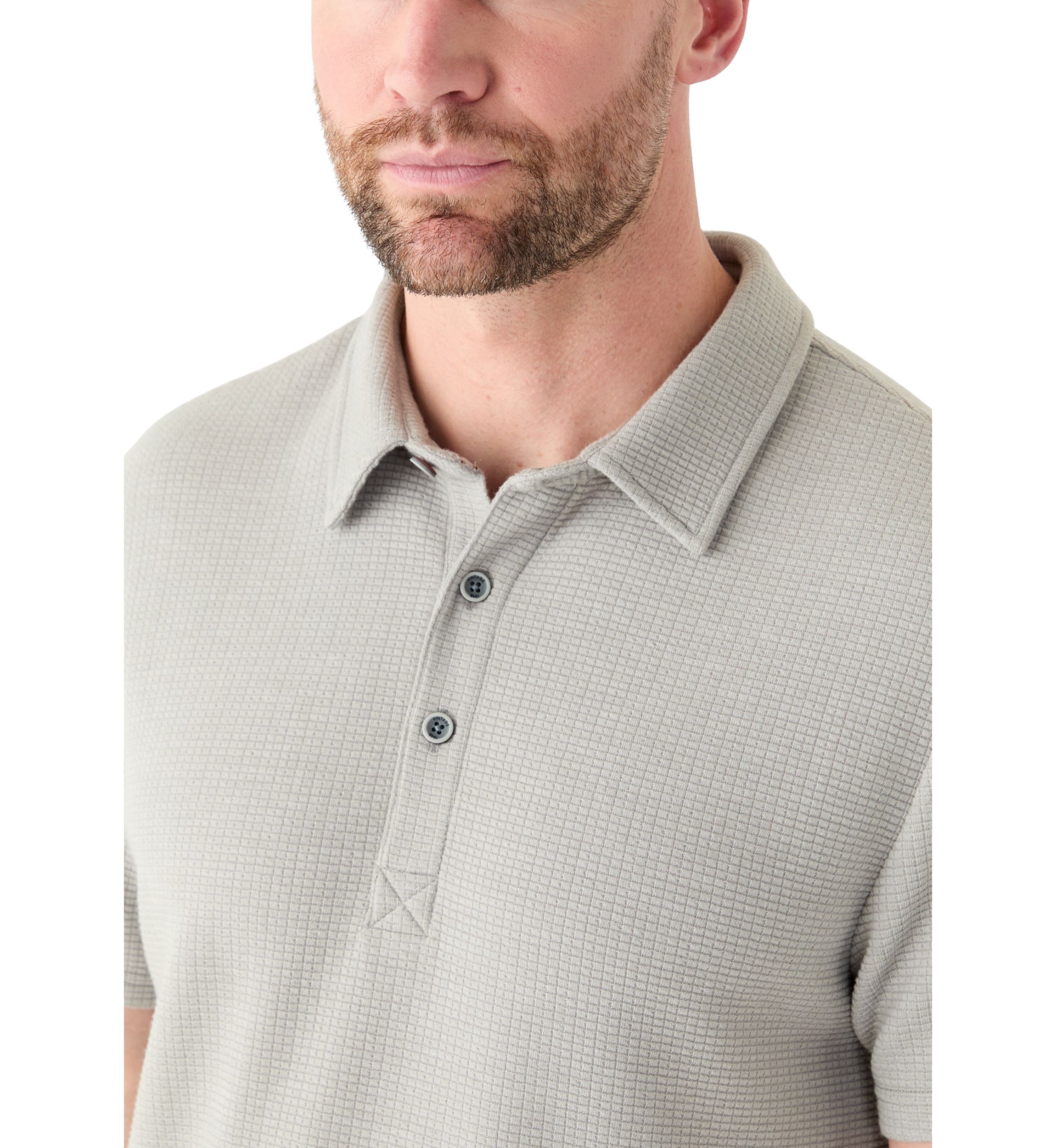 Mens Stretch Waffle Knit Polo Shirt