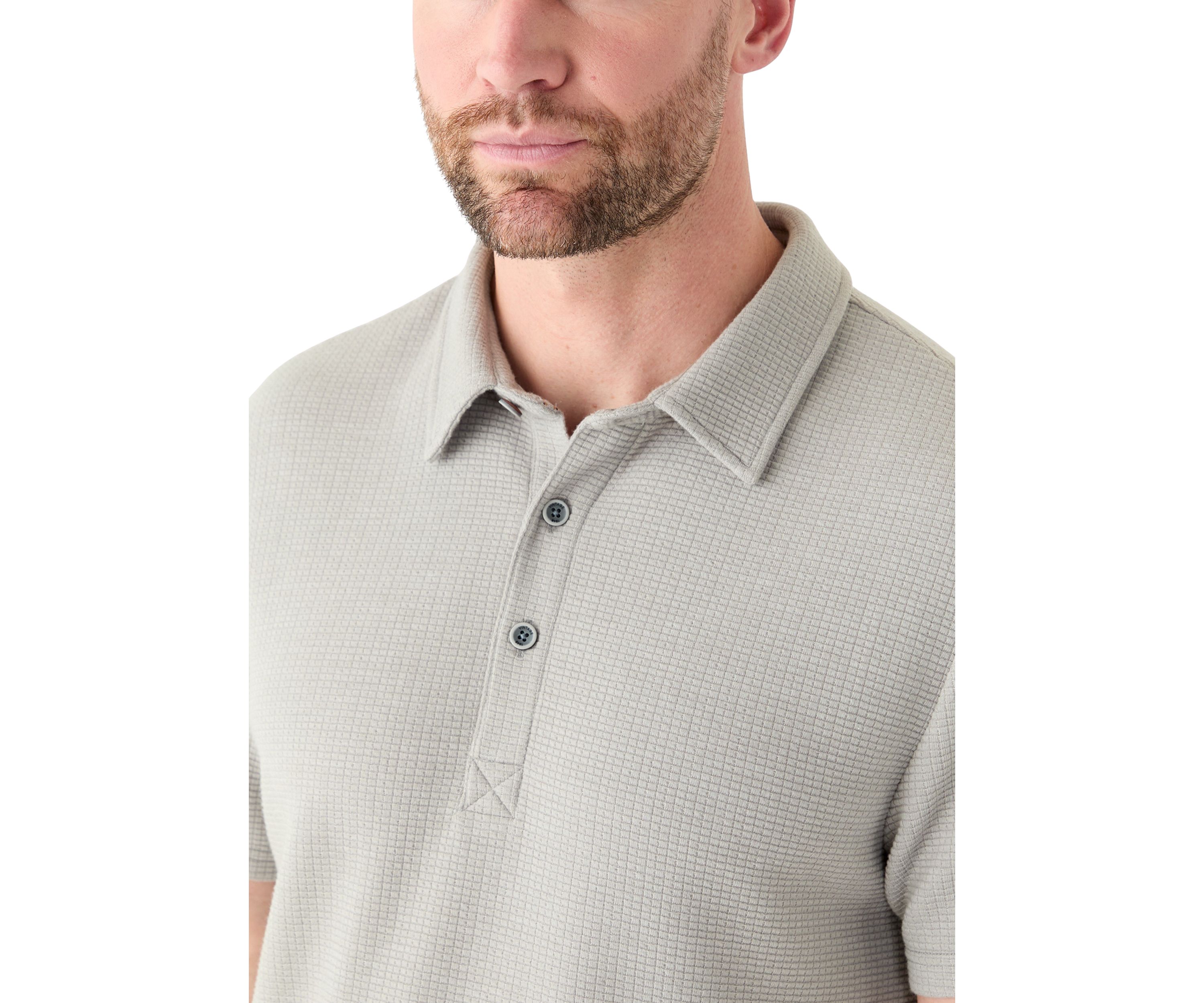 Mens Stretch Waffle Knit Polo Shirt