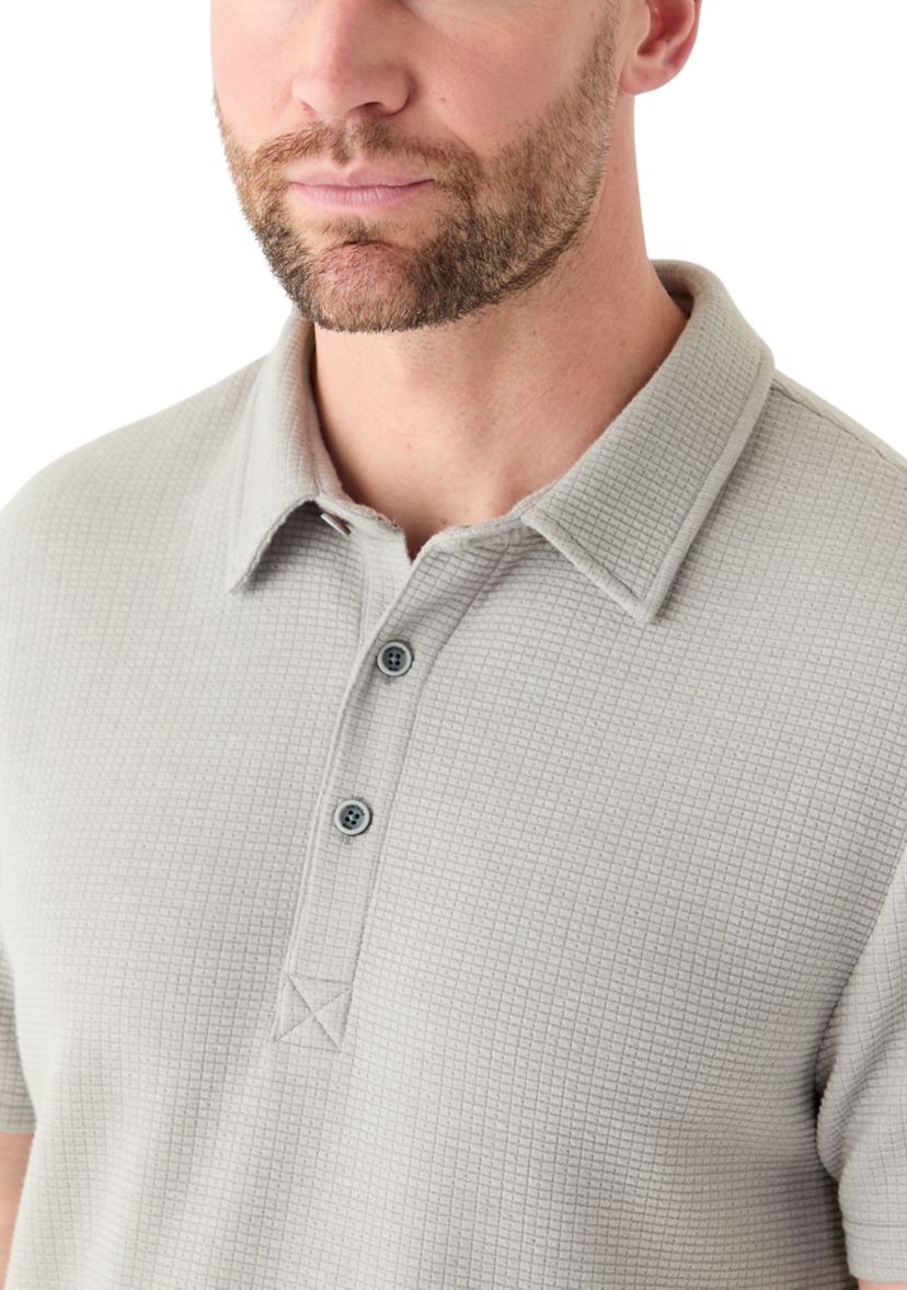 Mens Stretch Waffle Knit Polo Shirt