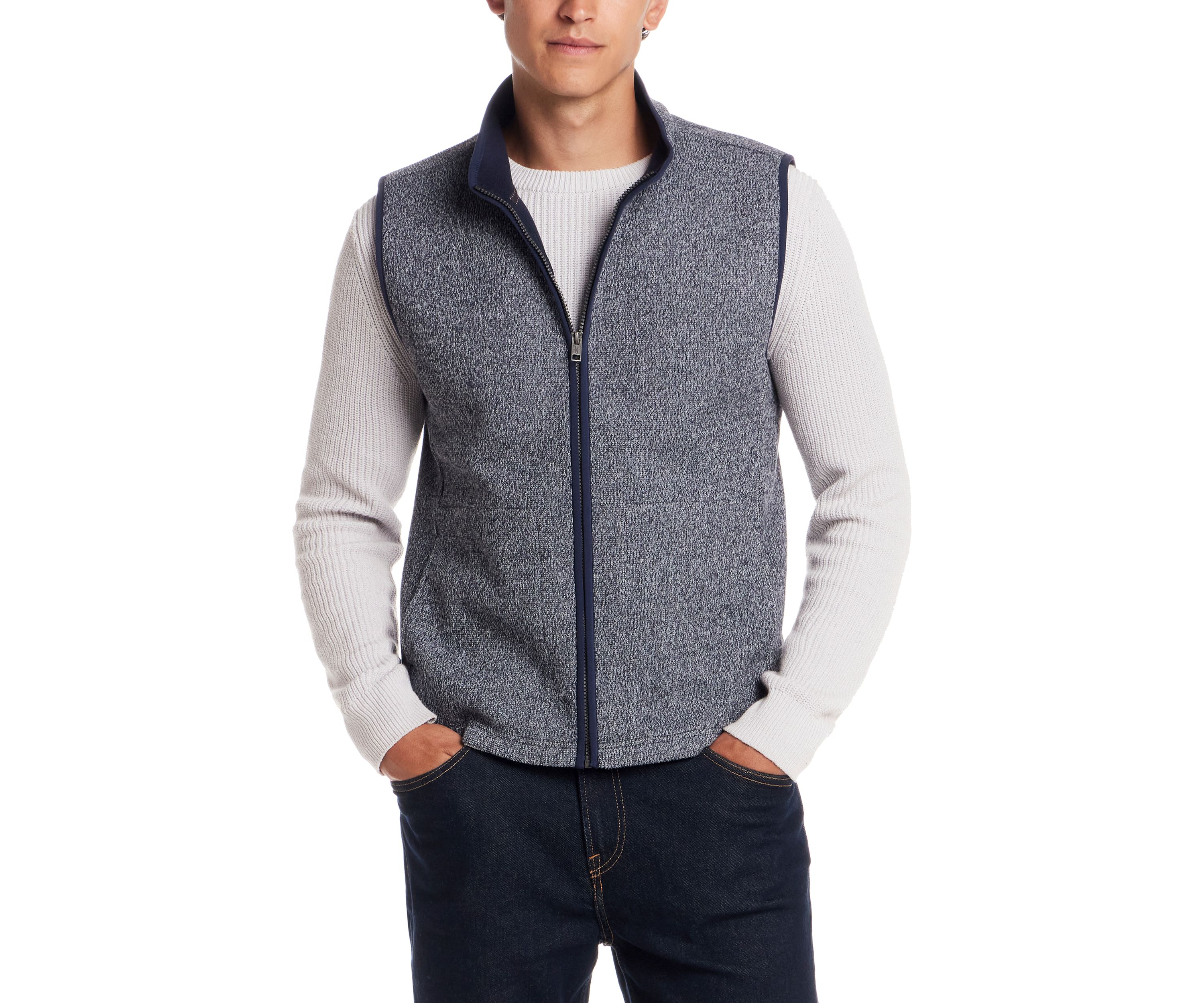 Mens Mixy Knit Mock Neck Vest