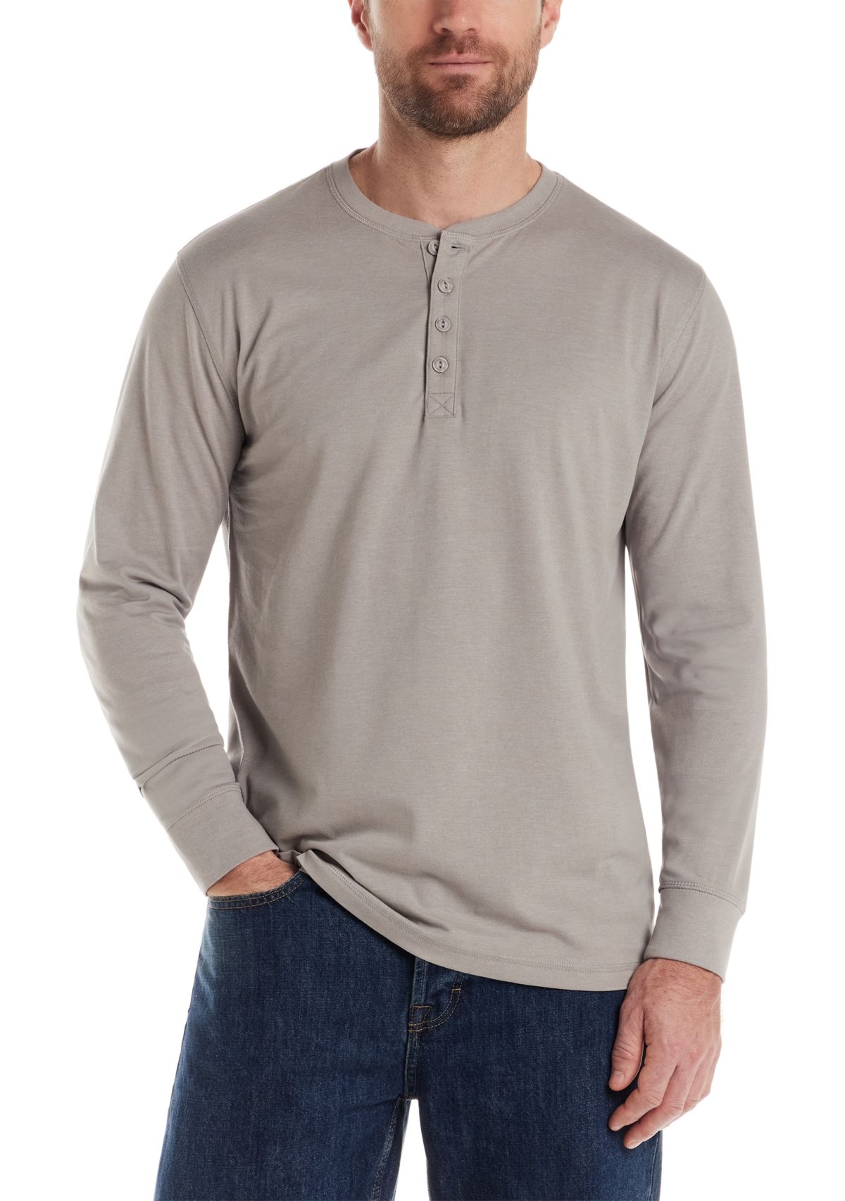 Mens Long Sleeve Sueded Jersey Henley Shirt