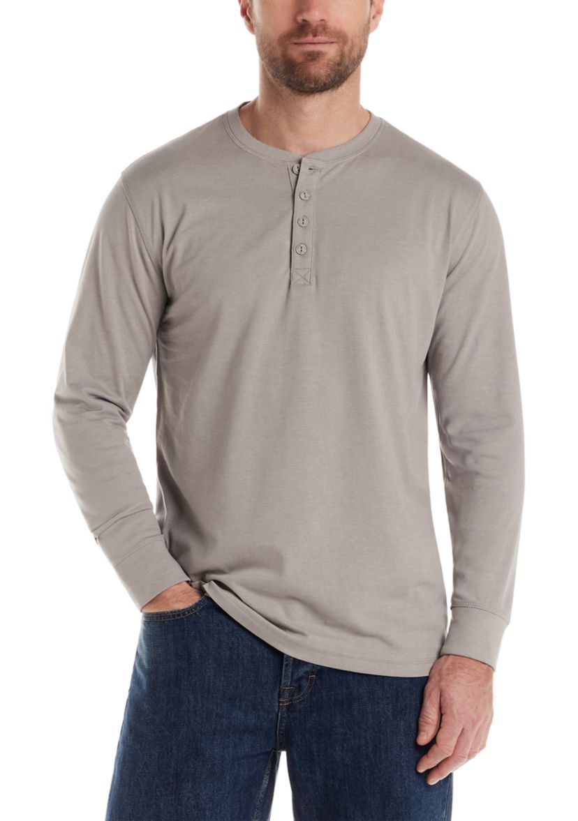 Mens Long Sleeve Sueded Jersey Henley Shirt