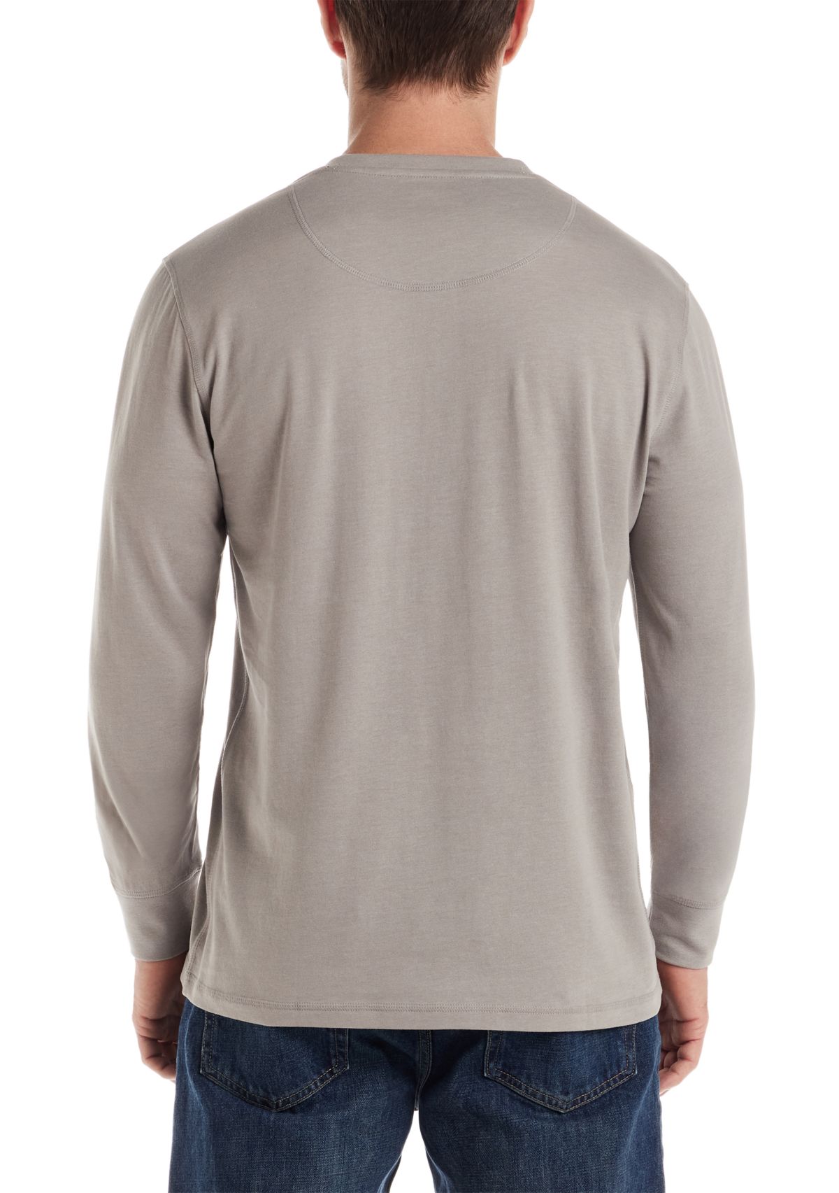 Mens Long Sleeve Sueded Jersey Henley Shirt