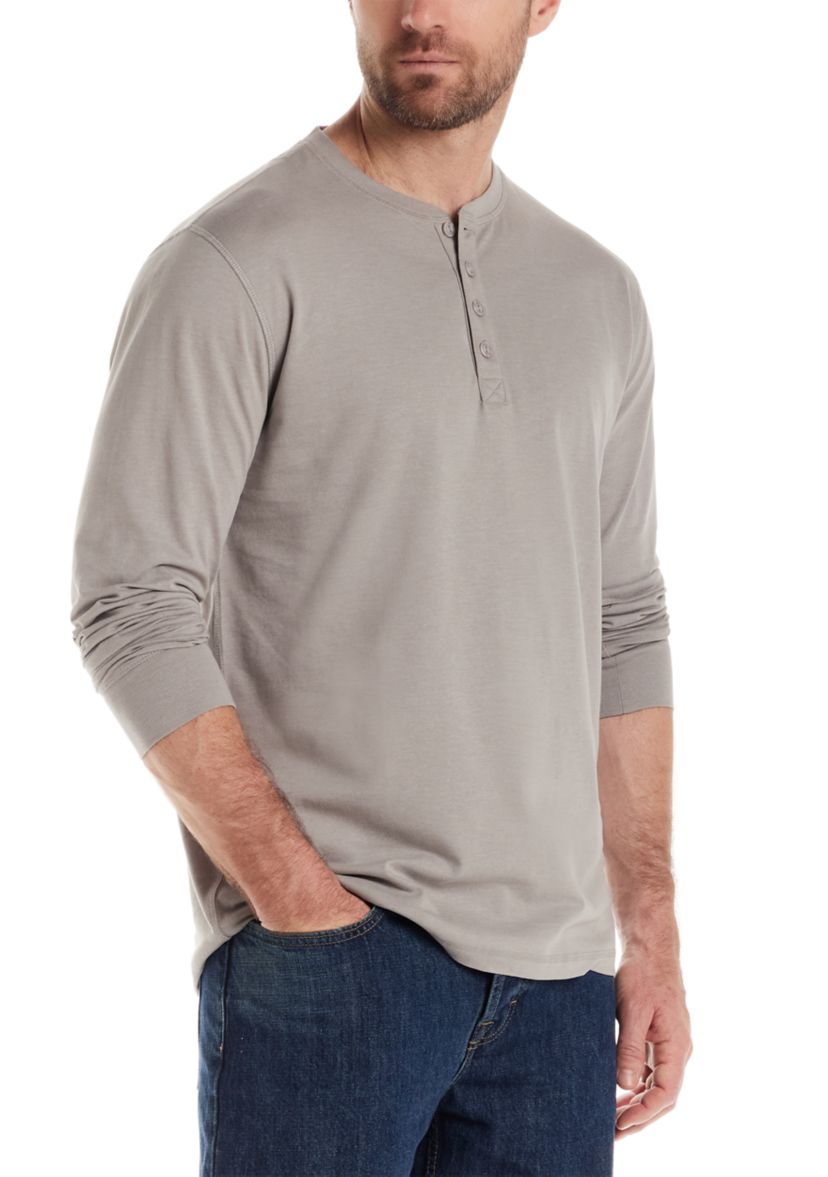 Mens Long Sleeve Sueded Jersey Henley Shirt