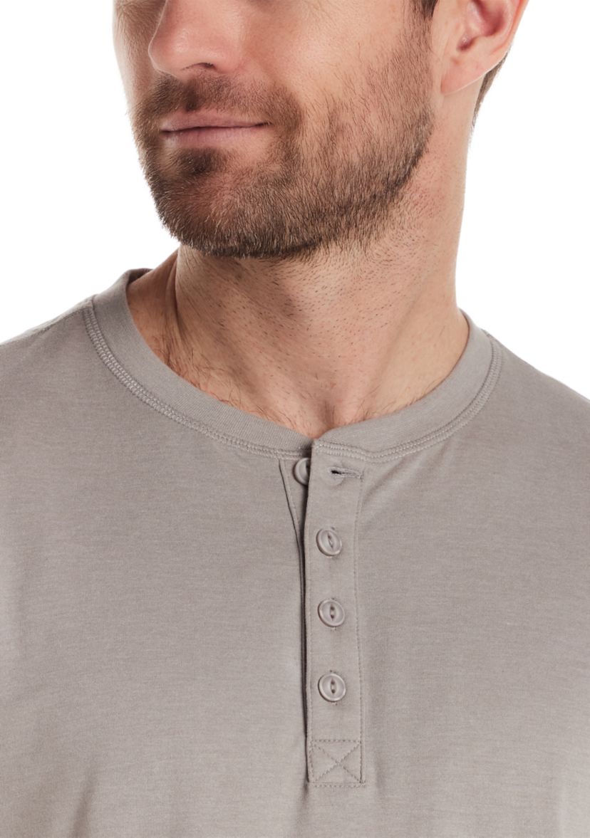 Mens Long Sleeve Sueded Jersey Henley Shirt